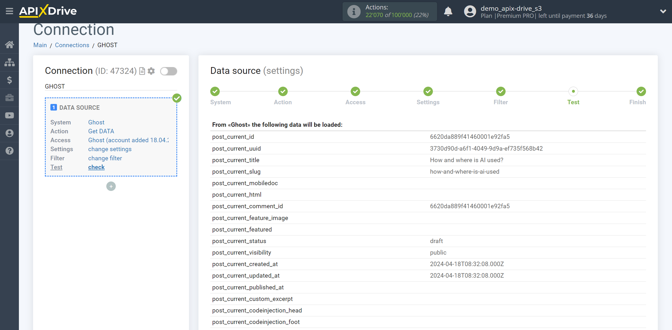 How to Connect Ghost as Data Source | Test data