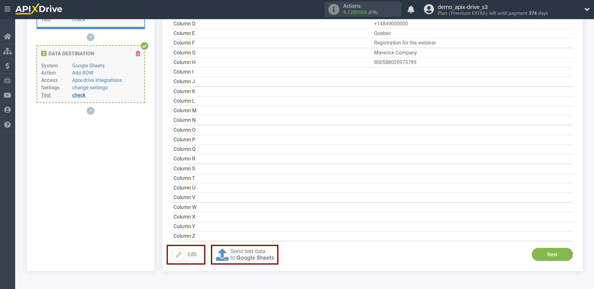 How to Connect Google Sheets as Data Destination | Test data