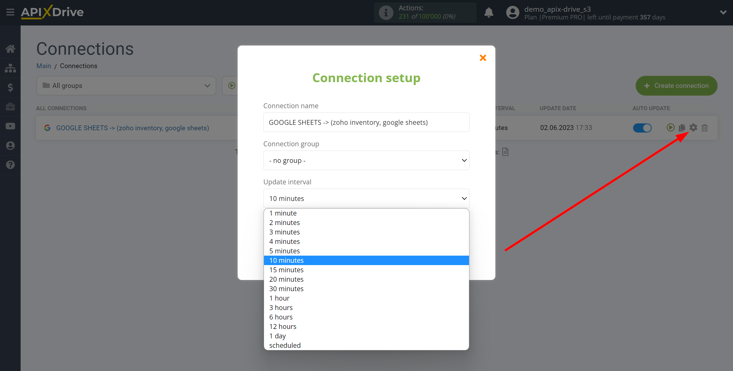 Setting up Zoho Inventory Sales Order Search in Google Sheets | Update interval