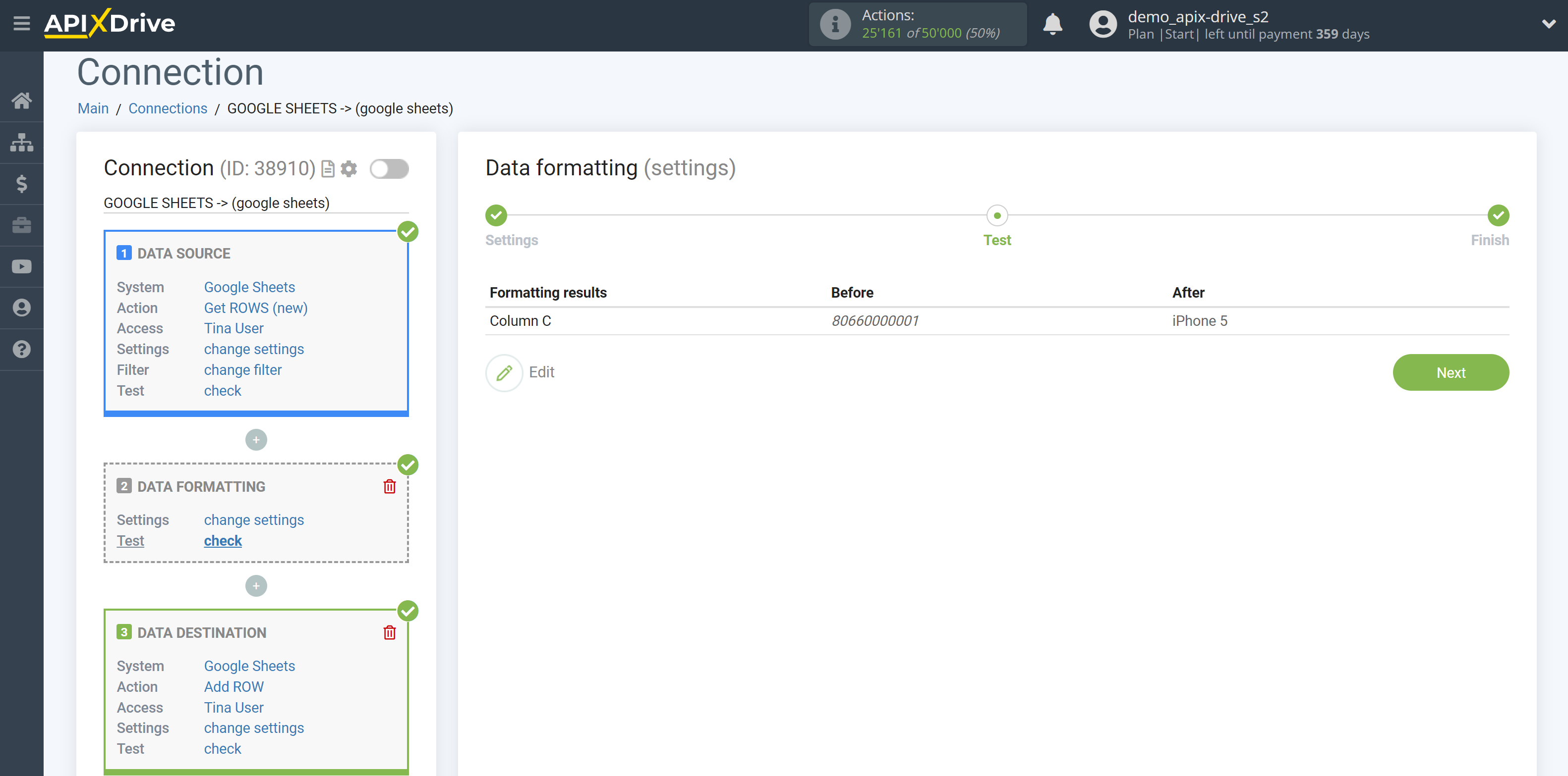 How to setup Data Formatting | Selecting the function Replace value by replacement list