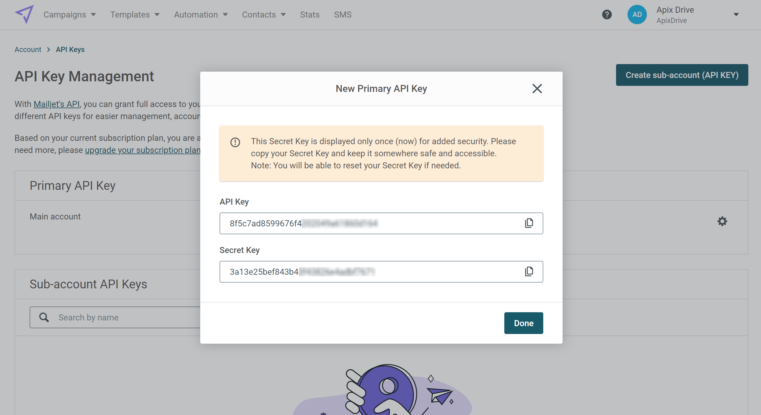 How to Connect Mailjet as Data Destination | Account connection