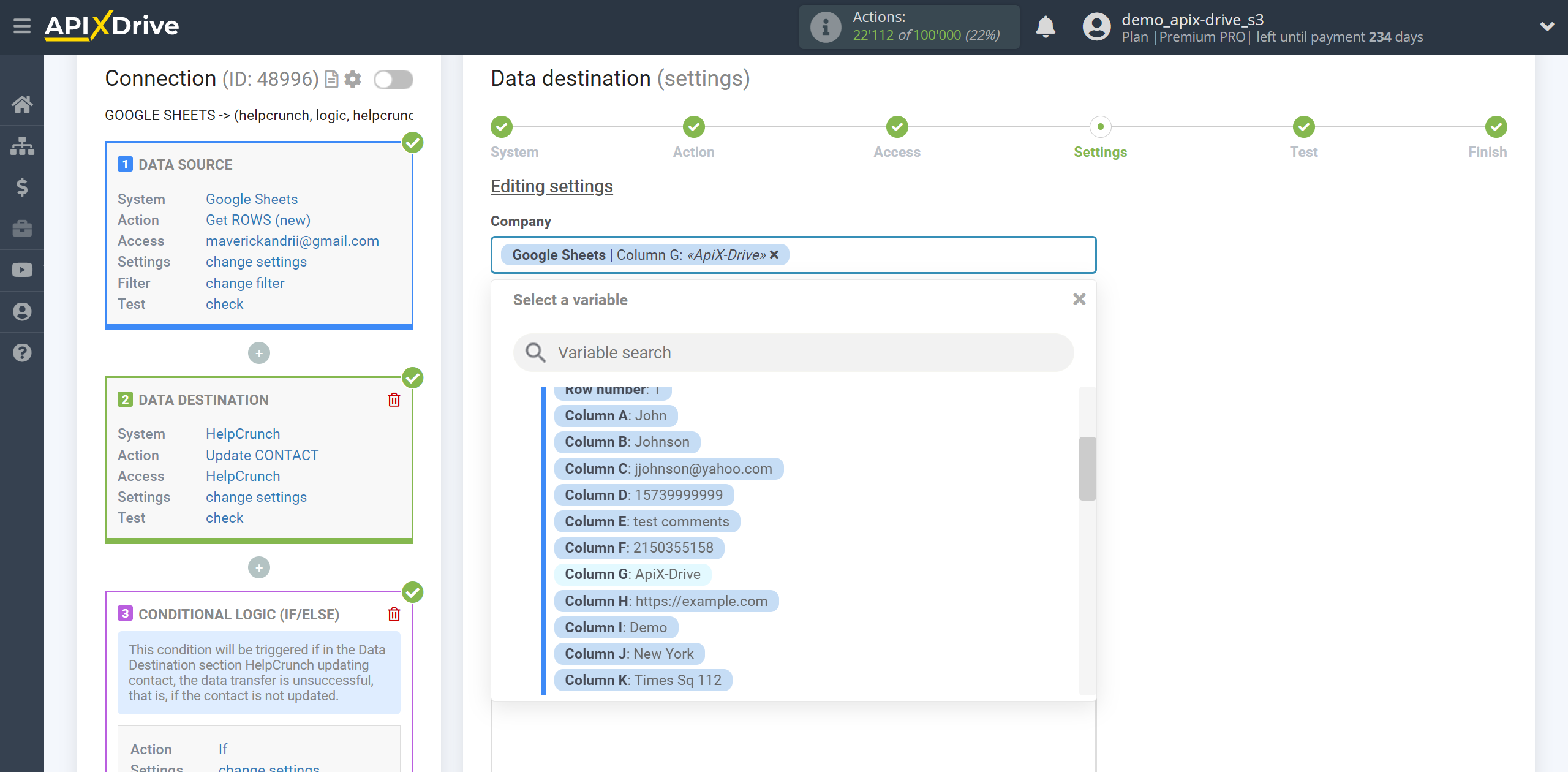 How to setup HelpCrunch Update Contact / Create Contact | Assigning Fields