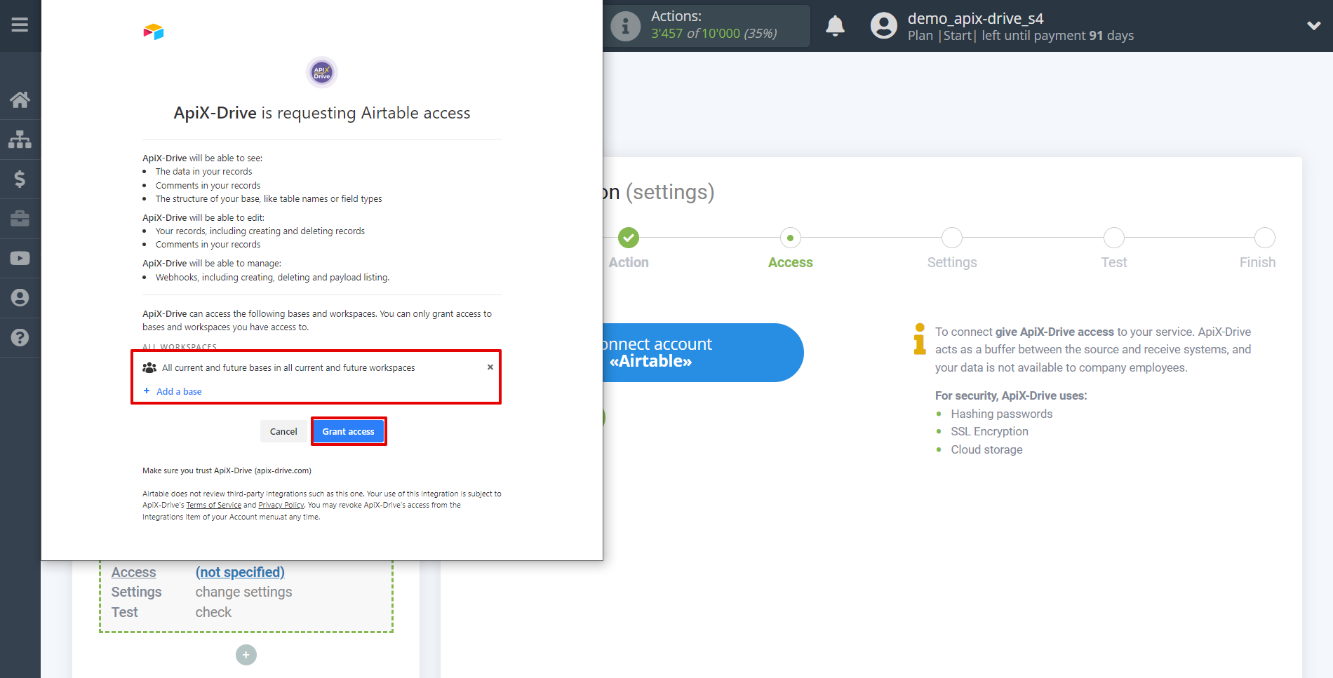 How to Connect AirTable as Data Destination | Account connection