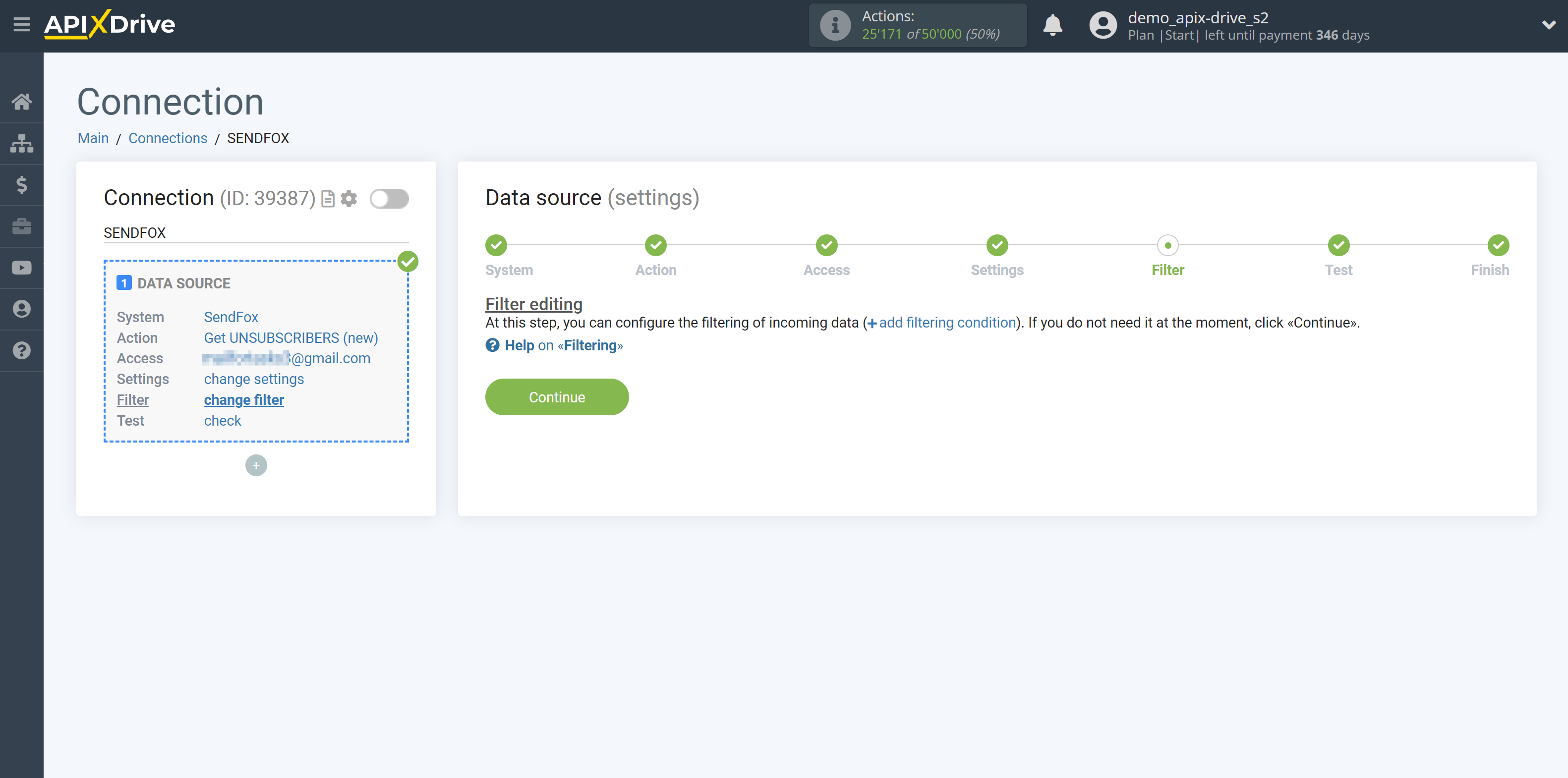 How to Connect SendFox as Data Source | Data Filter