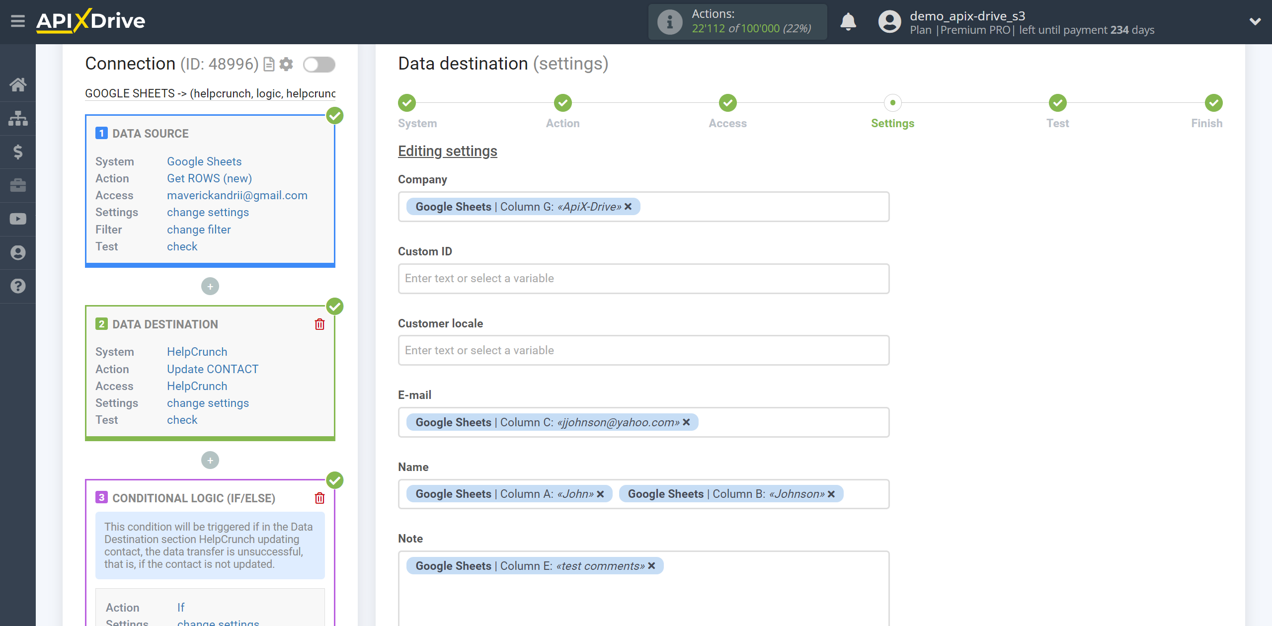 How to setup HelpCrunch Update Contact / Create Contact | Assigning Fields