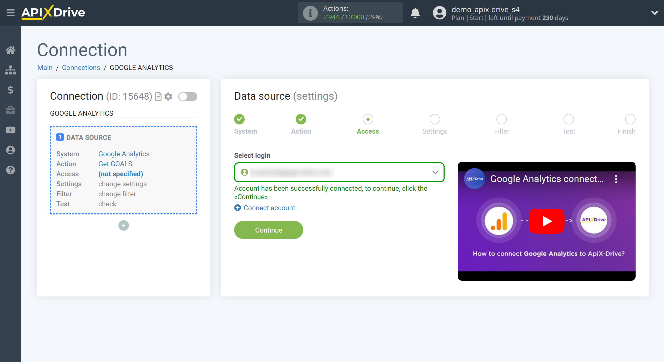 How to Connect Google Analytics as Data Source | Account connection