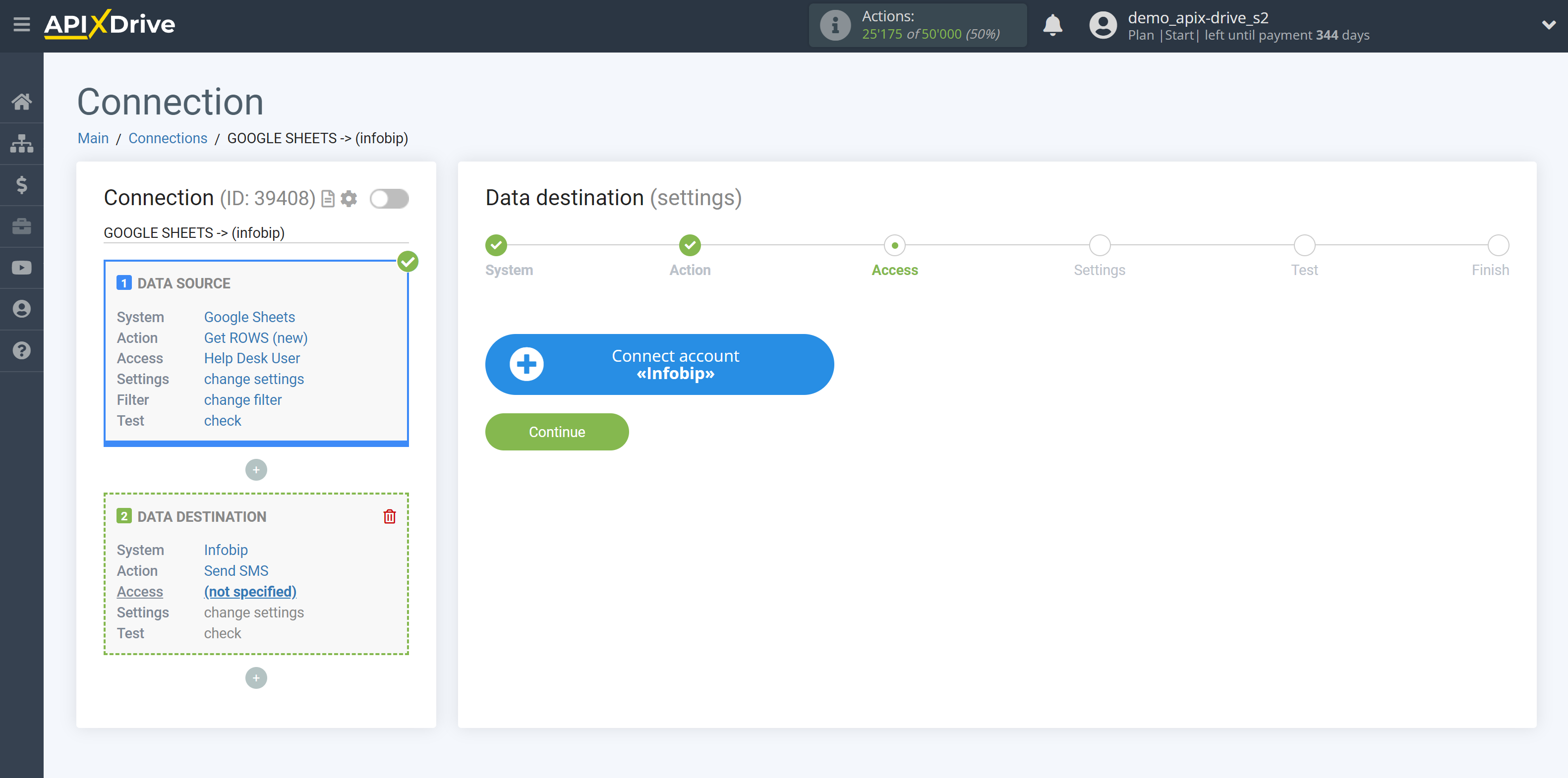 How to Connect Infobip as Data Destination | Account Connections