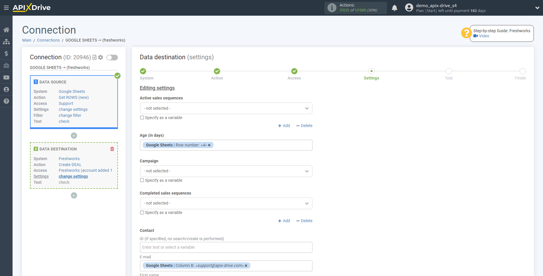 How to Connect Freshworks as Data Destination | Assigning Fields