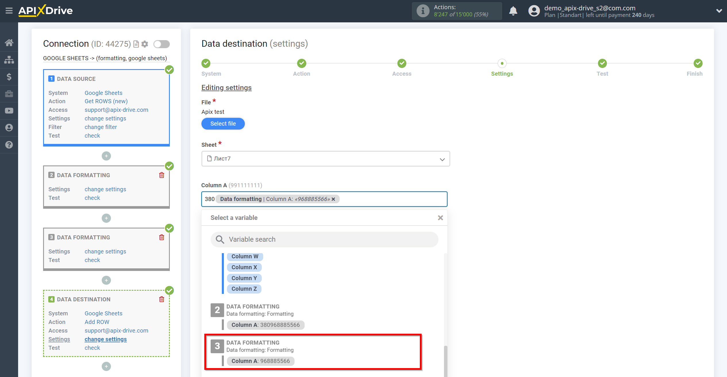 How to setup Data Formatting | Example Formatting the phone