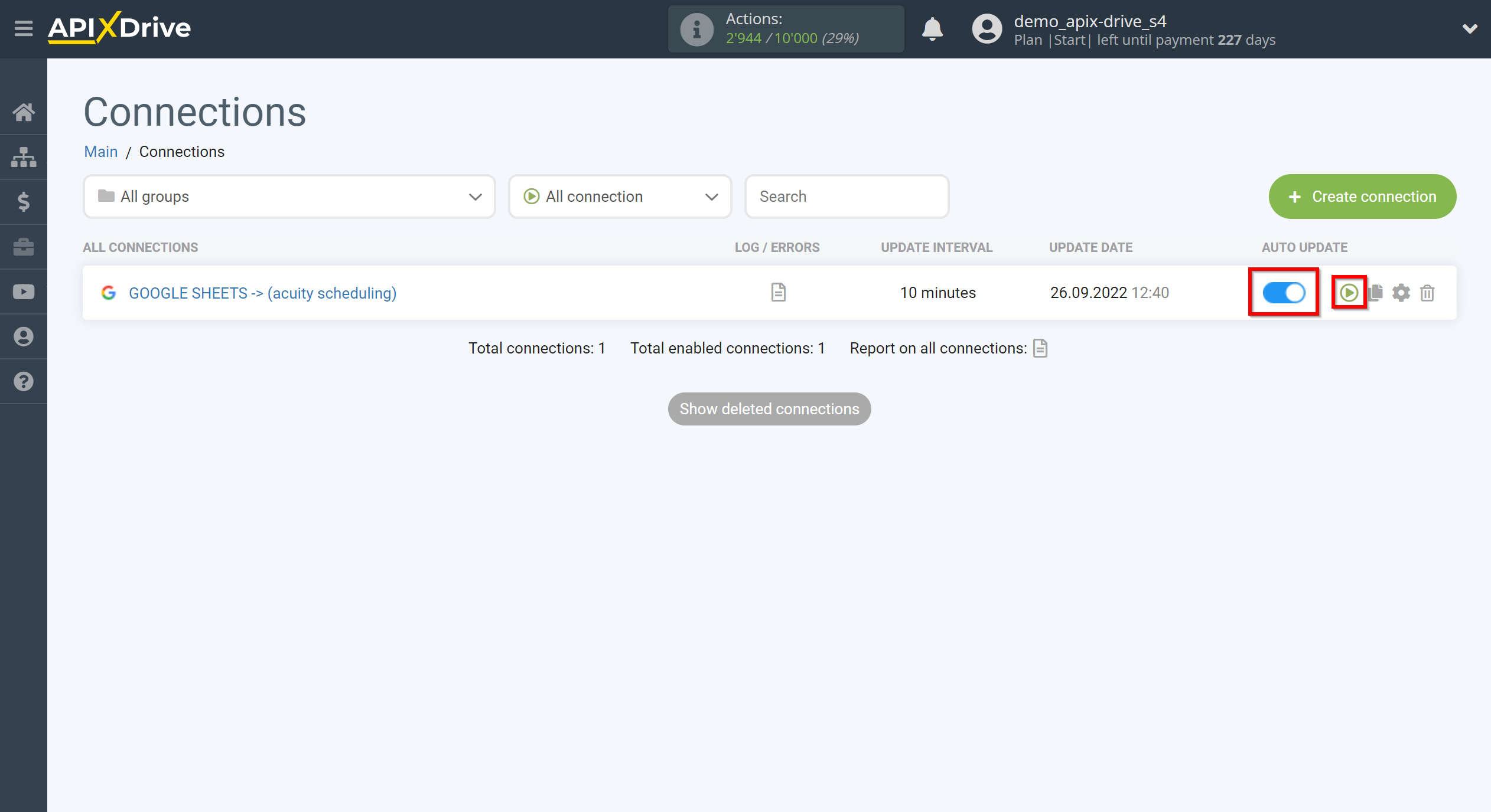 How to Connect Acuity Scheduling as Data Destination | Enable auto-update