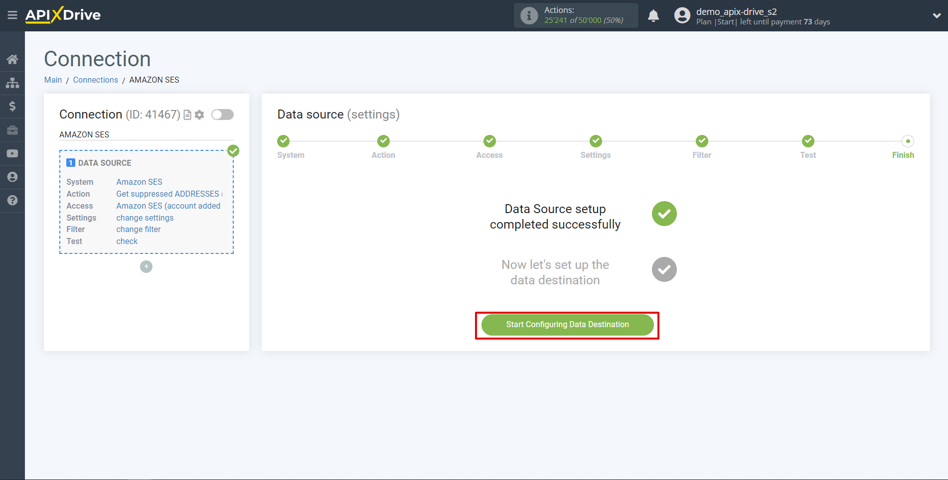 How to Connect Amazon SES as Data Source | Setup Data Destination system