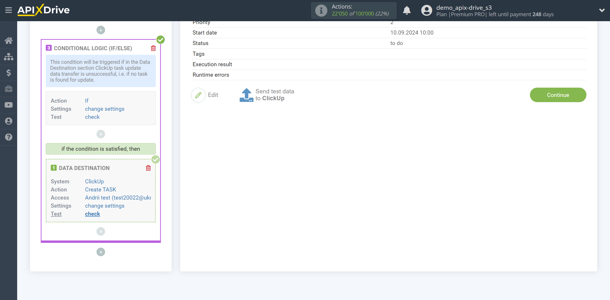 How to setup ClickUp Update Task / Create Task | Test data