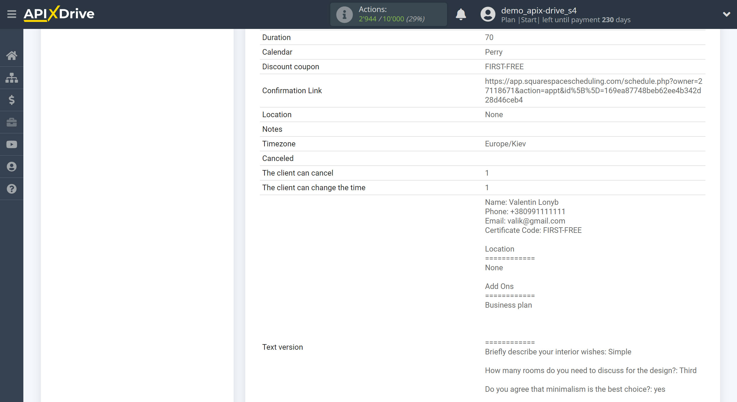 How to Connect Acuity Scheduling as Data Source | Test data