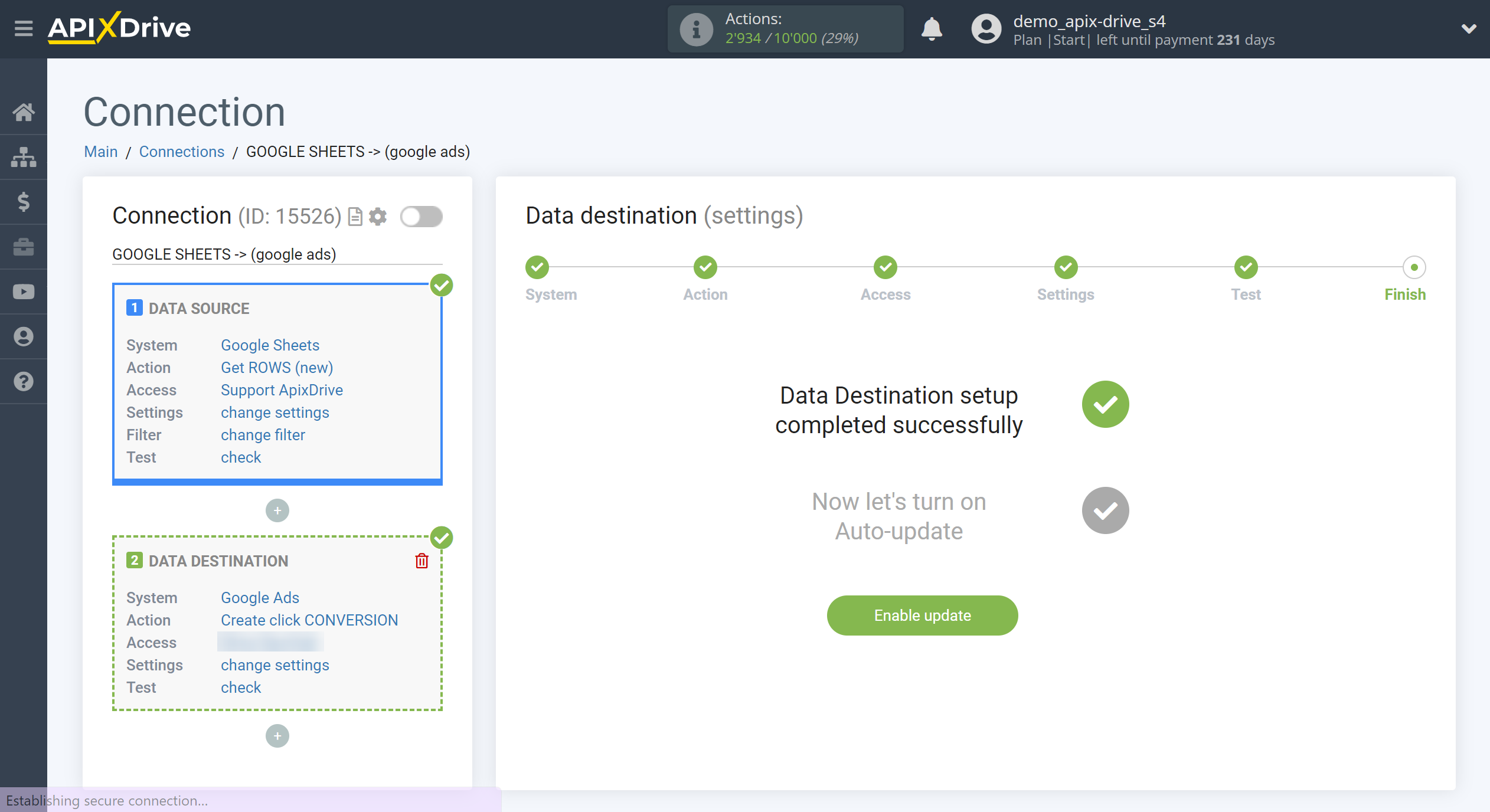 How to Connect Google Ads as Data Destination | Enable auto-update