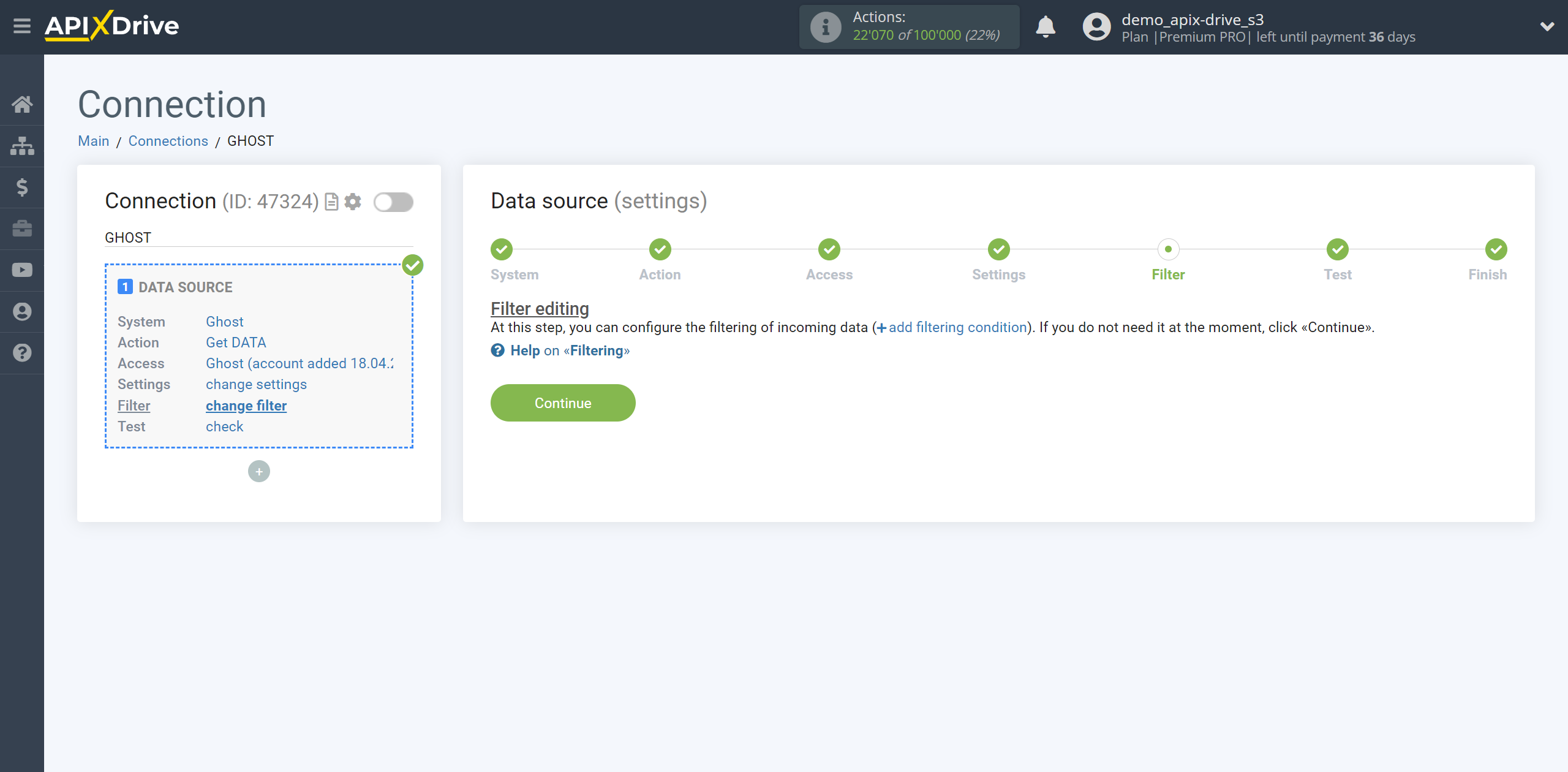 How to Connect Ghost as Data Source | Data Filter