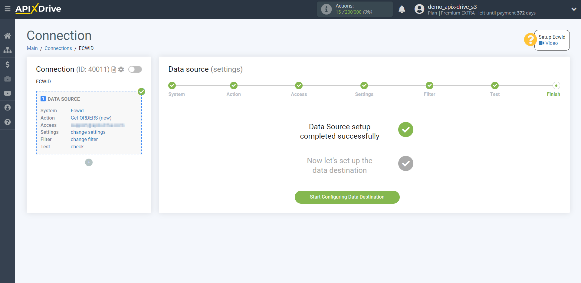 How to Connect Ecwid as Data Source | Setup Data Destination system