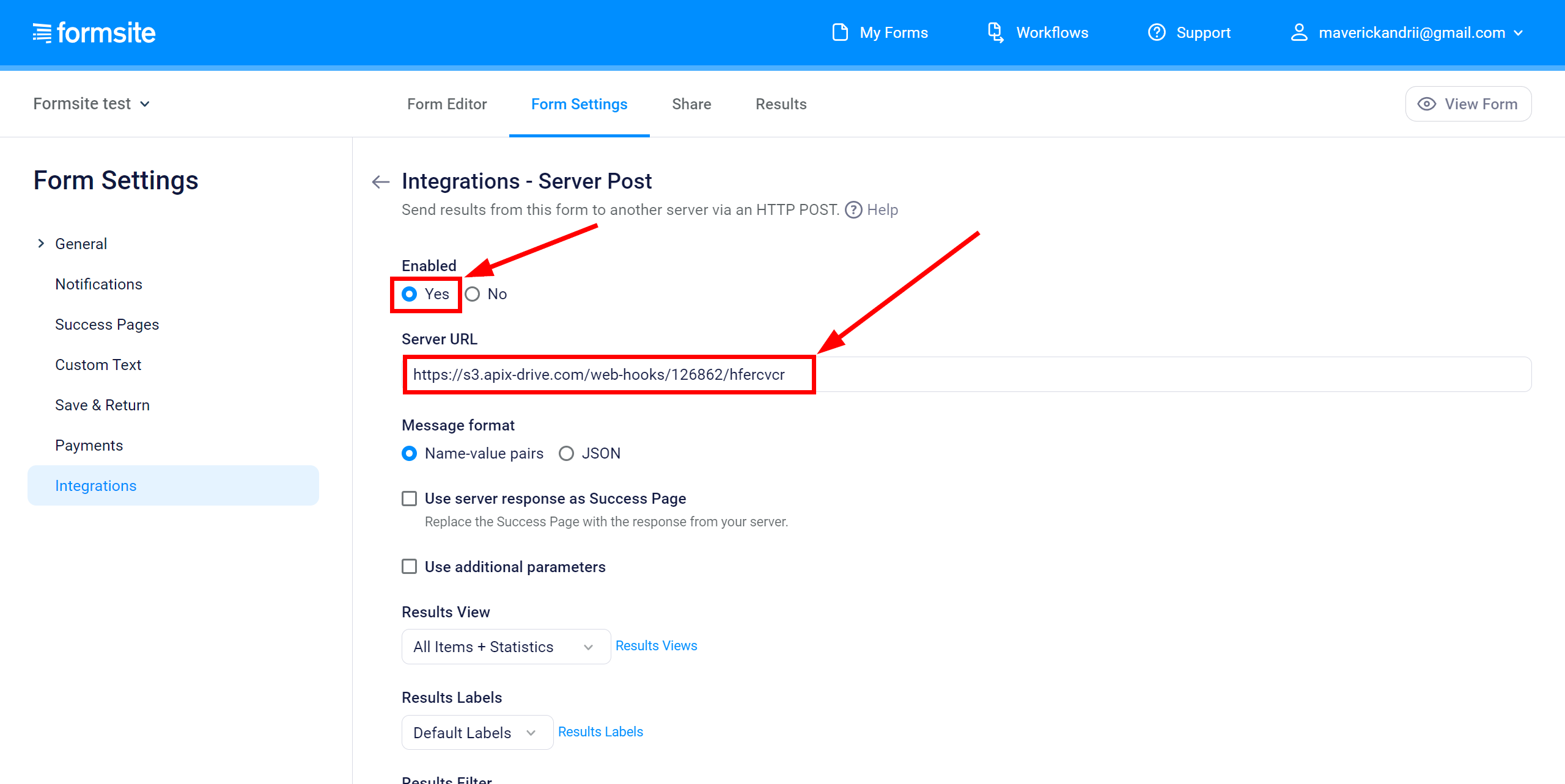 How to Connect Formsite as Data Source | Webhook Setup