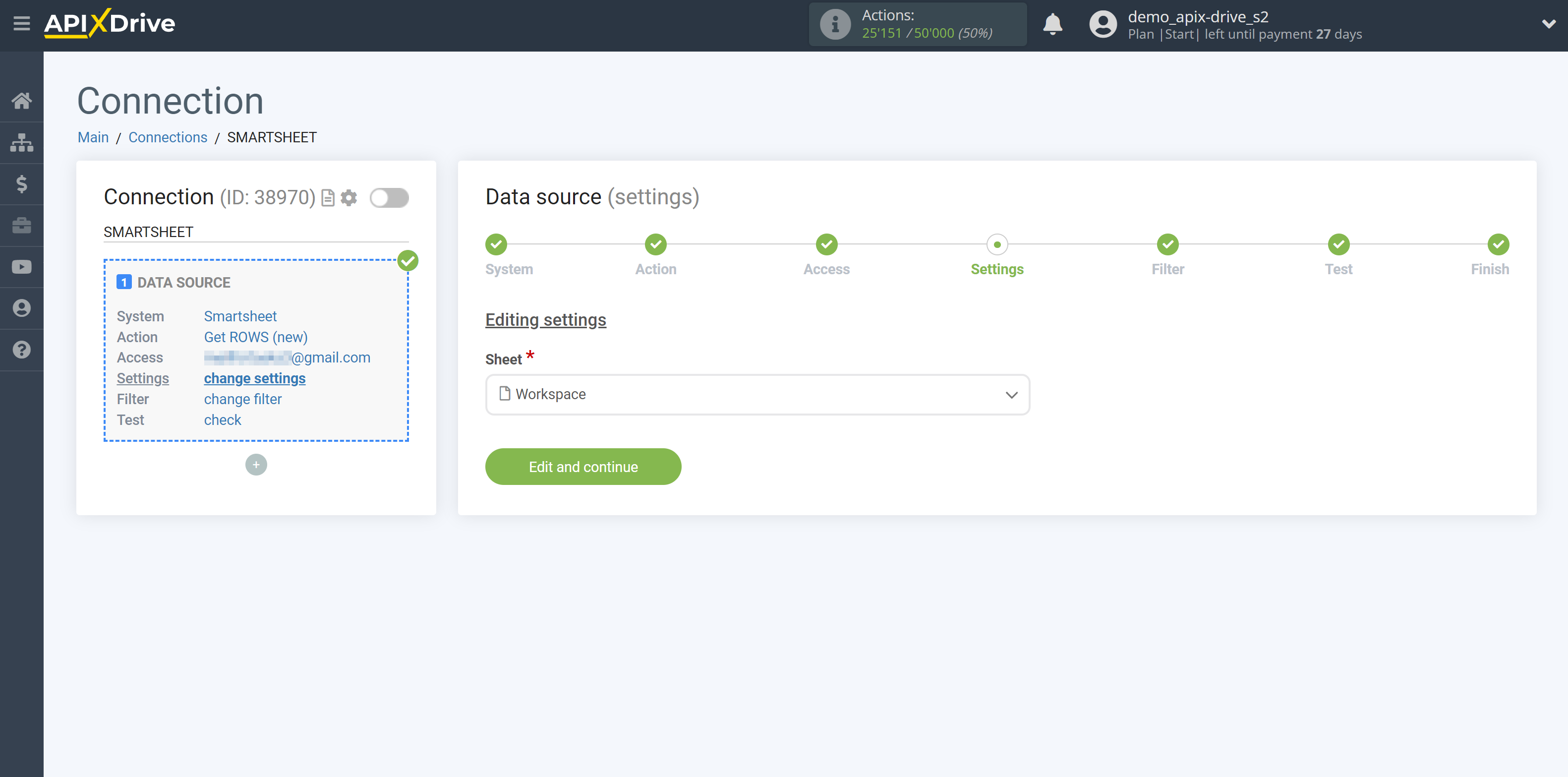 How to Connect Smartsheet as Data Source | Select a table with data