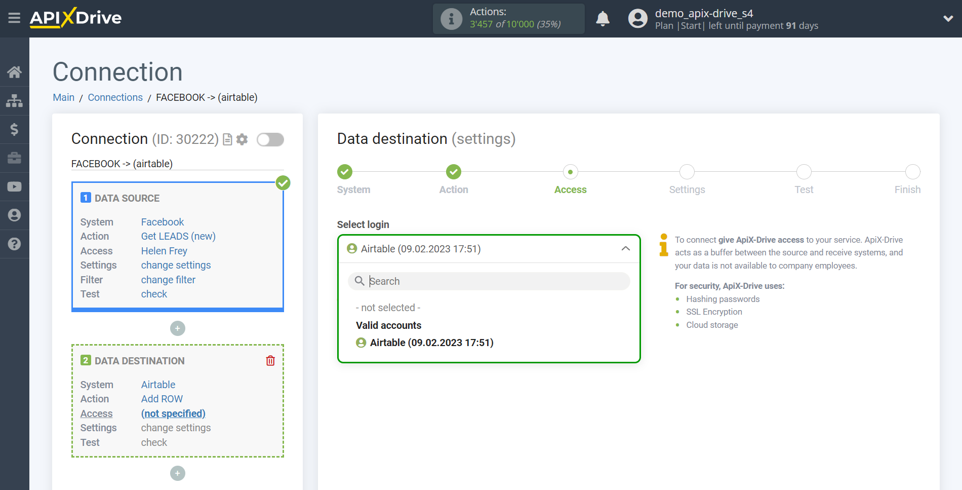 How to Connect AirTable as Data Destination | Account selection