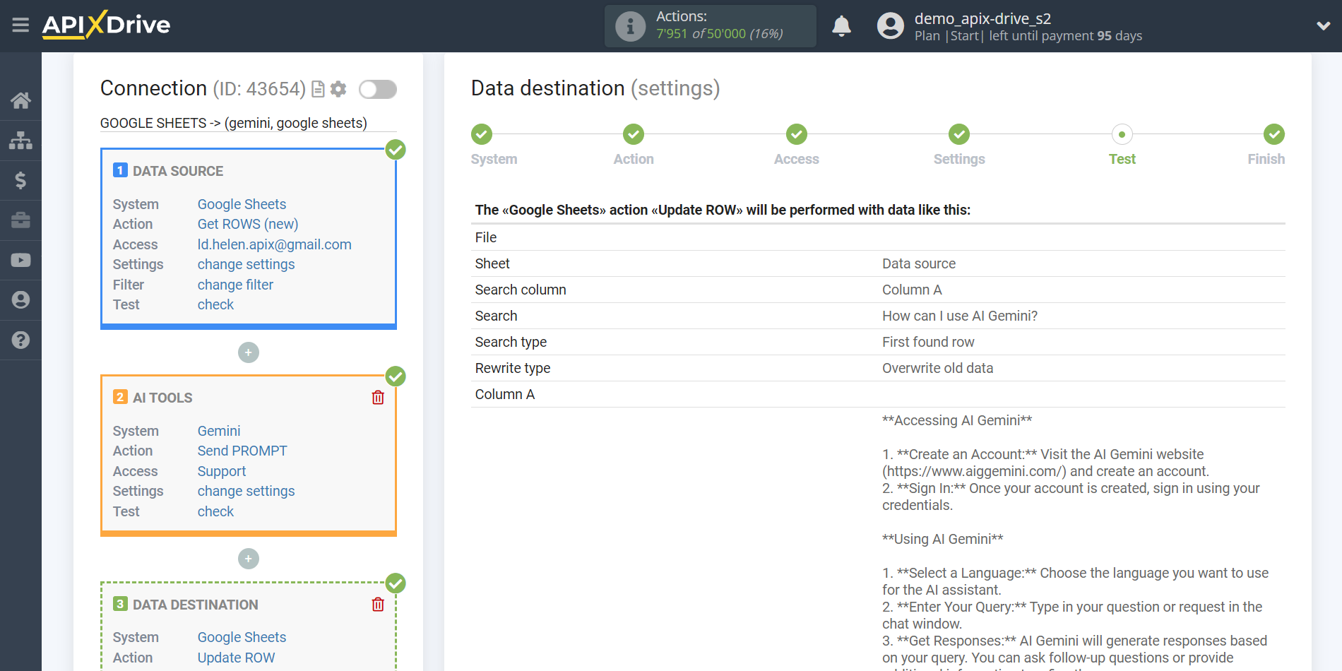 Setting up Gemini in Google Sheets | Test data