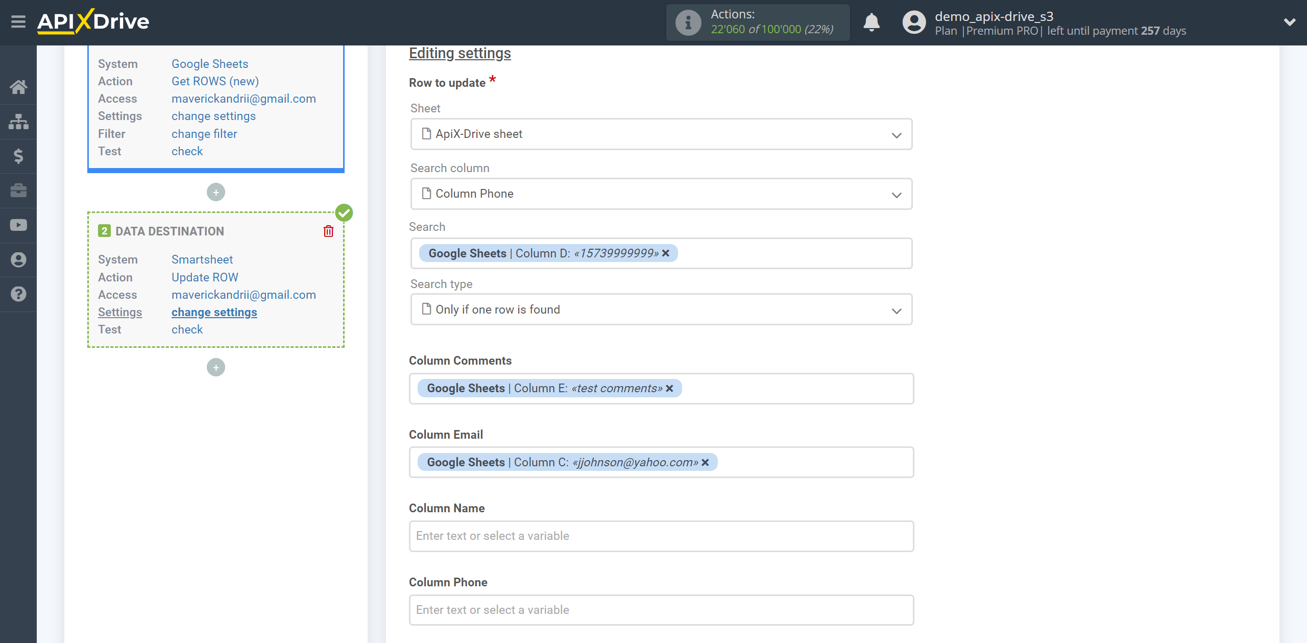 How to setup Smartsheet Update Row / Add Row | Assigning Fields