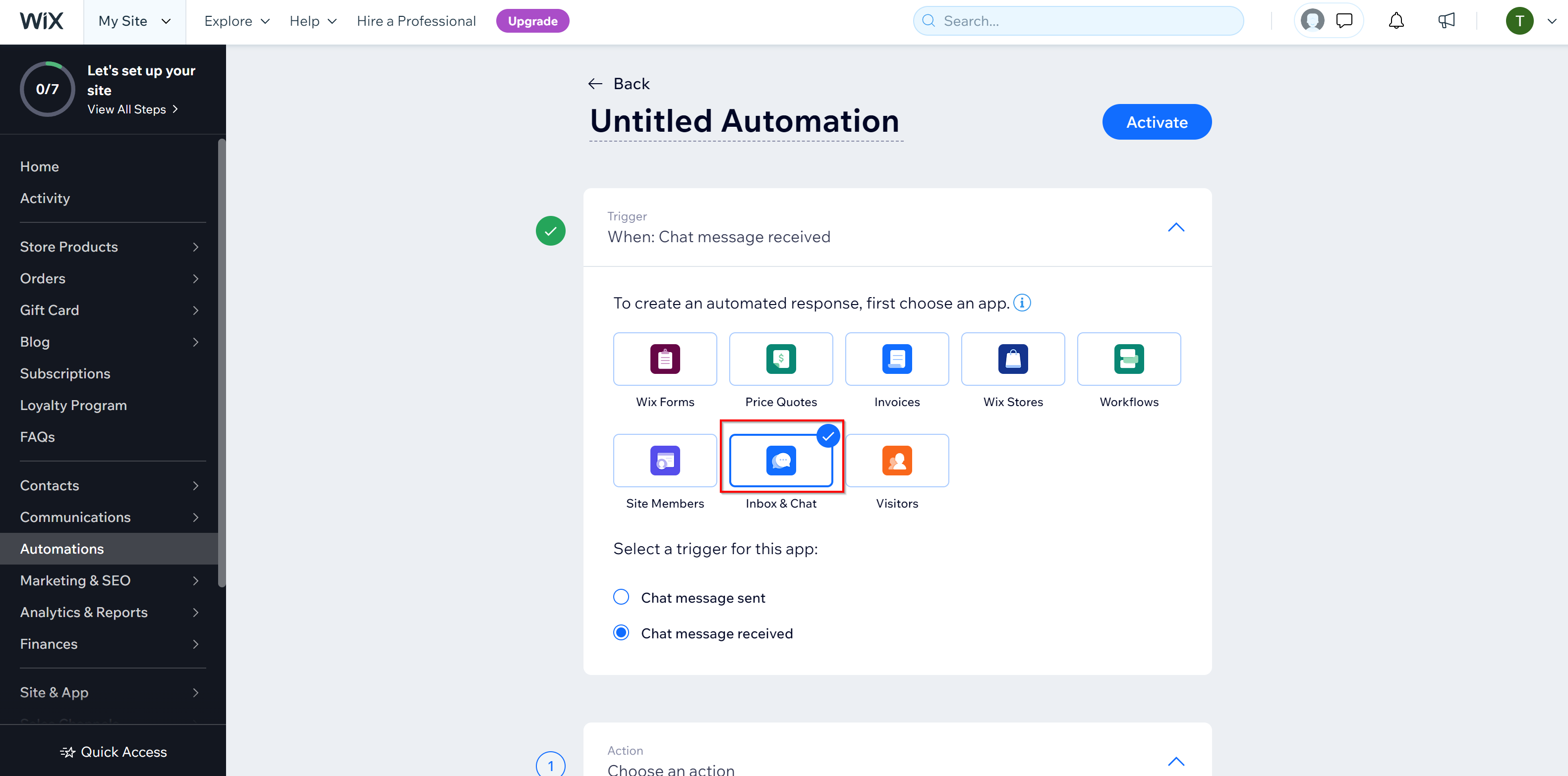 How to Connect Wix as Data Source | Choice of action and trigger