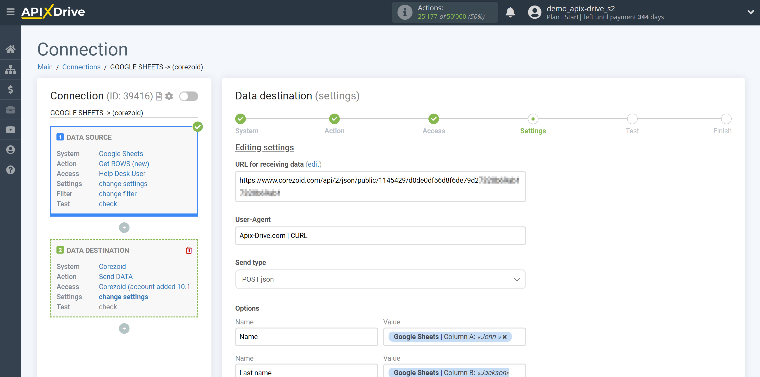 How to Connect Corezoid as Data Destination |&nbsp;Assigning Fields