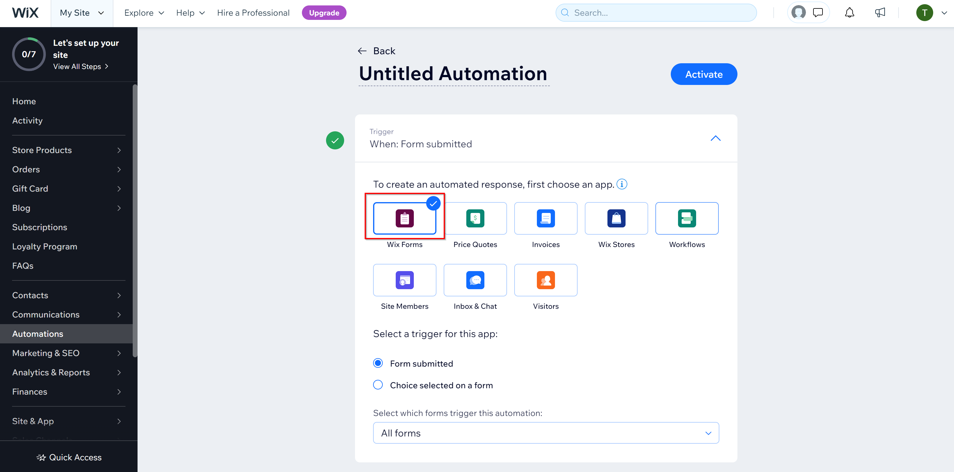 How to Connect Wix as Data Source | Choice of action and trigger