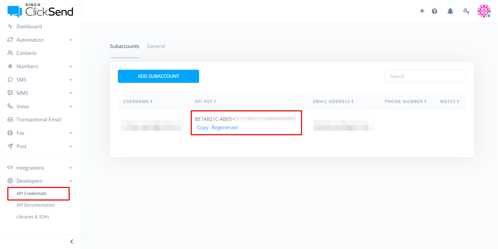 How to Connect ClickSend as Data Destination | API Key