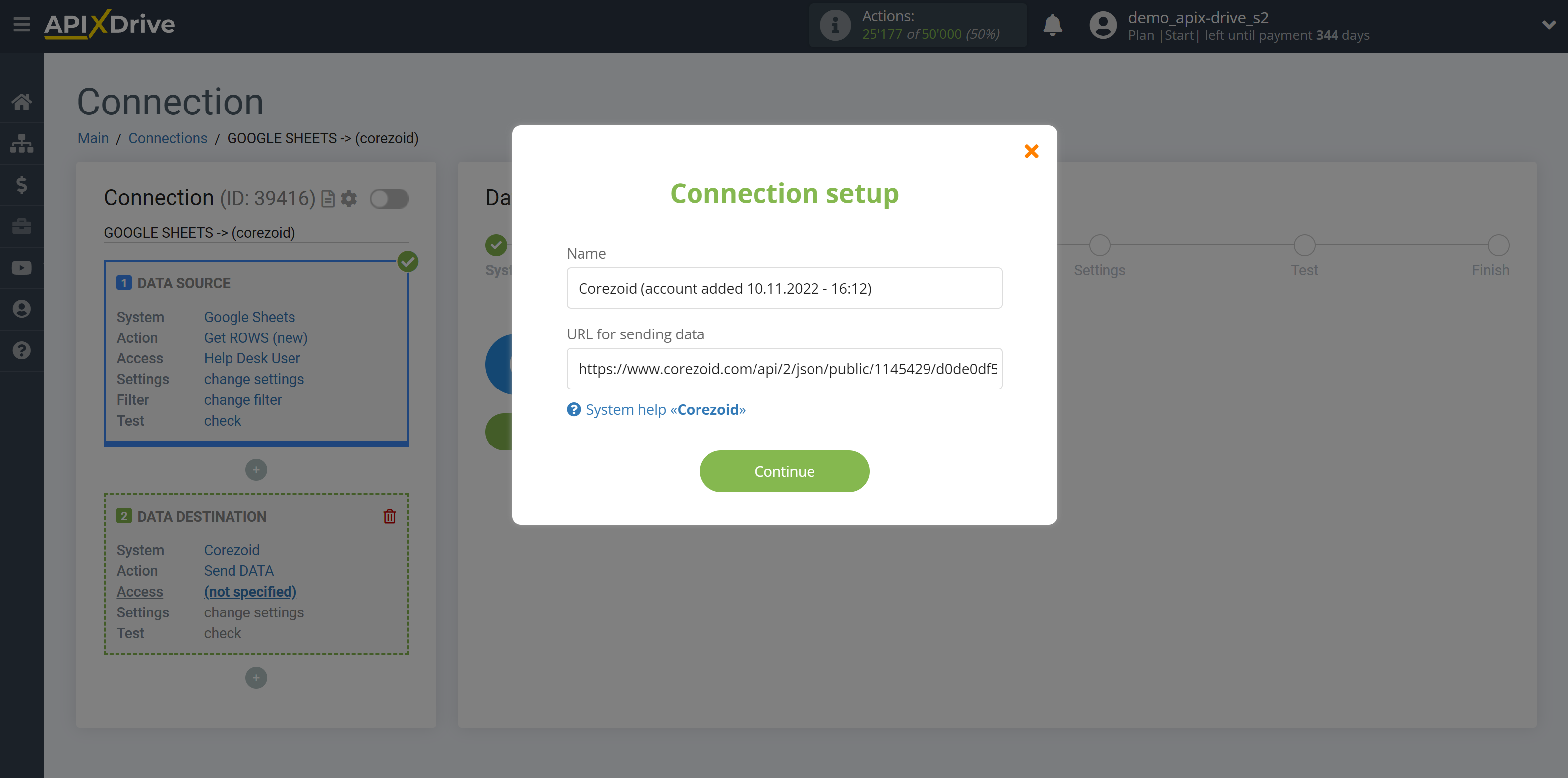 How to Connect Corezoid as Data Destination |&nbsp;Connection setup