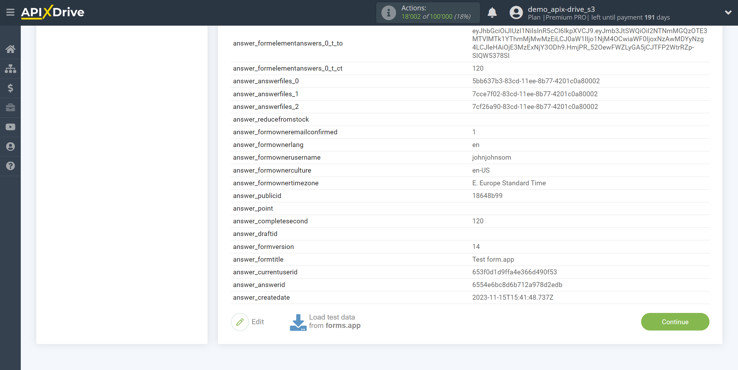 How to Connect forms.app as Data Source | Test data