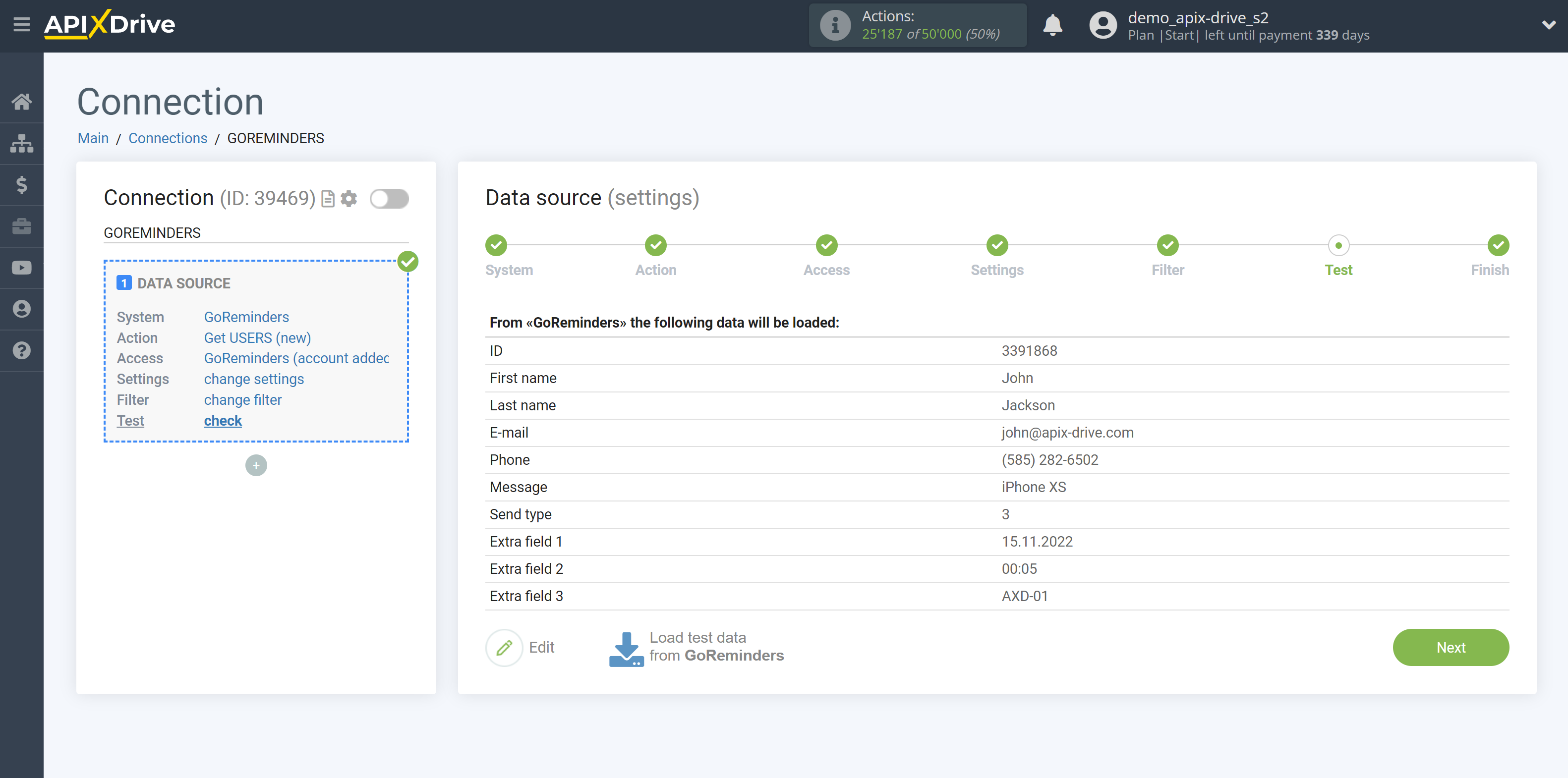 How to Connect GoReminders as Data Source | Data Test