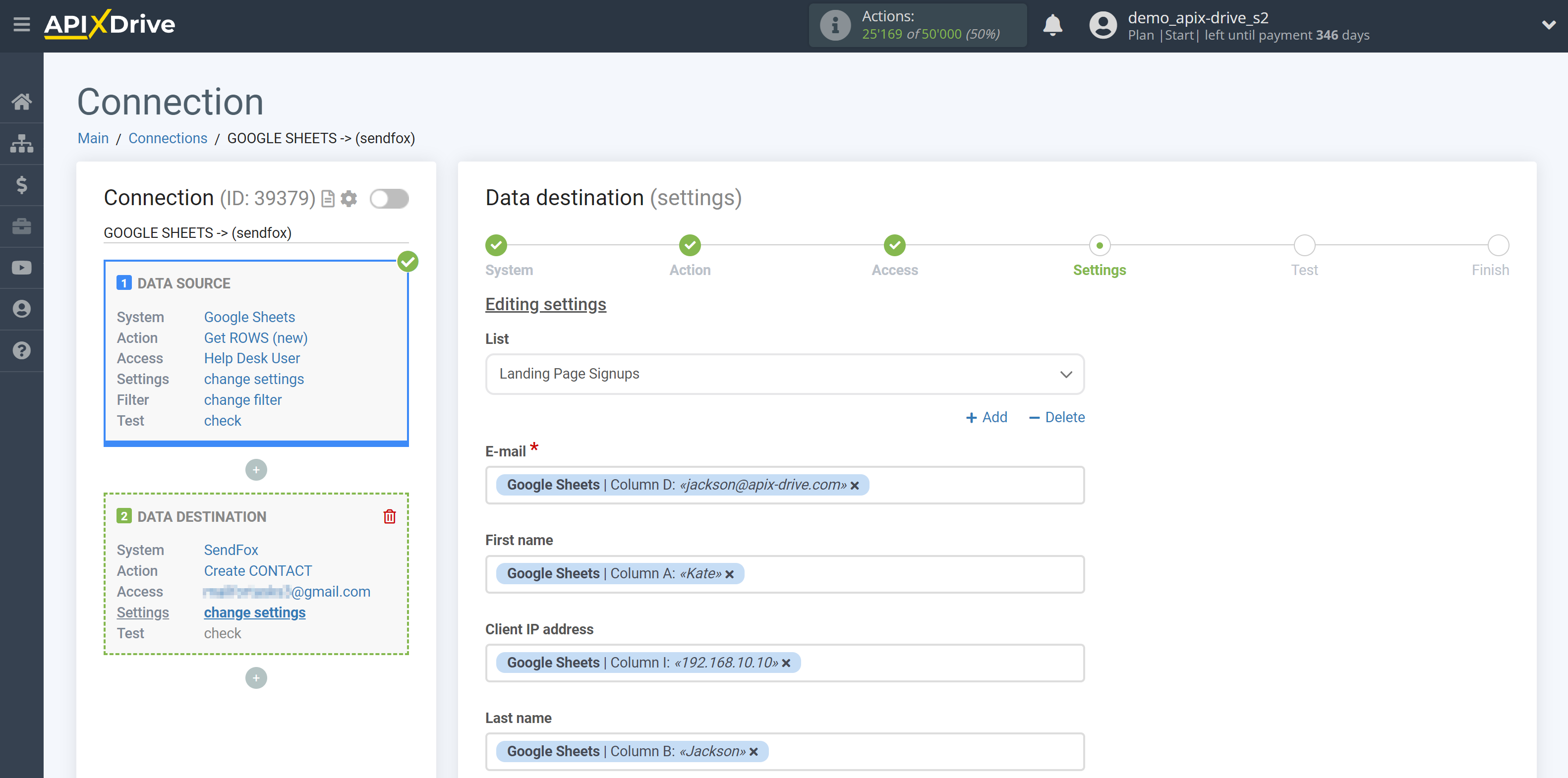 How to Connect SendFox to Apps as Data Destination | Assigning Fields&nbsp;