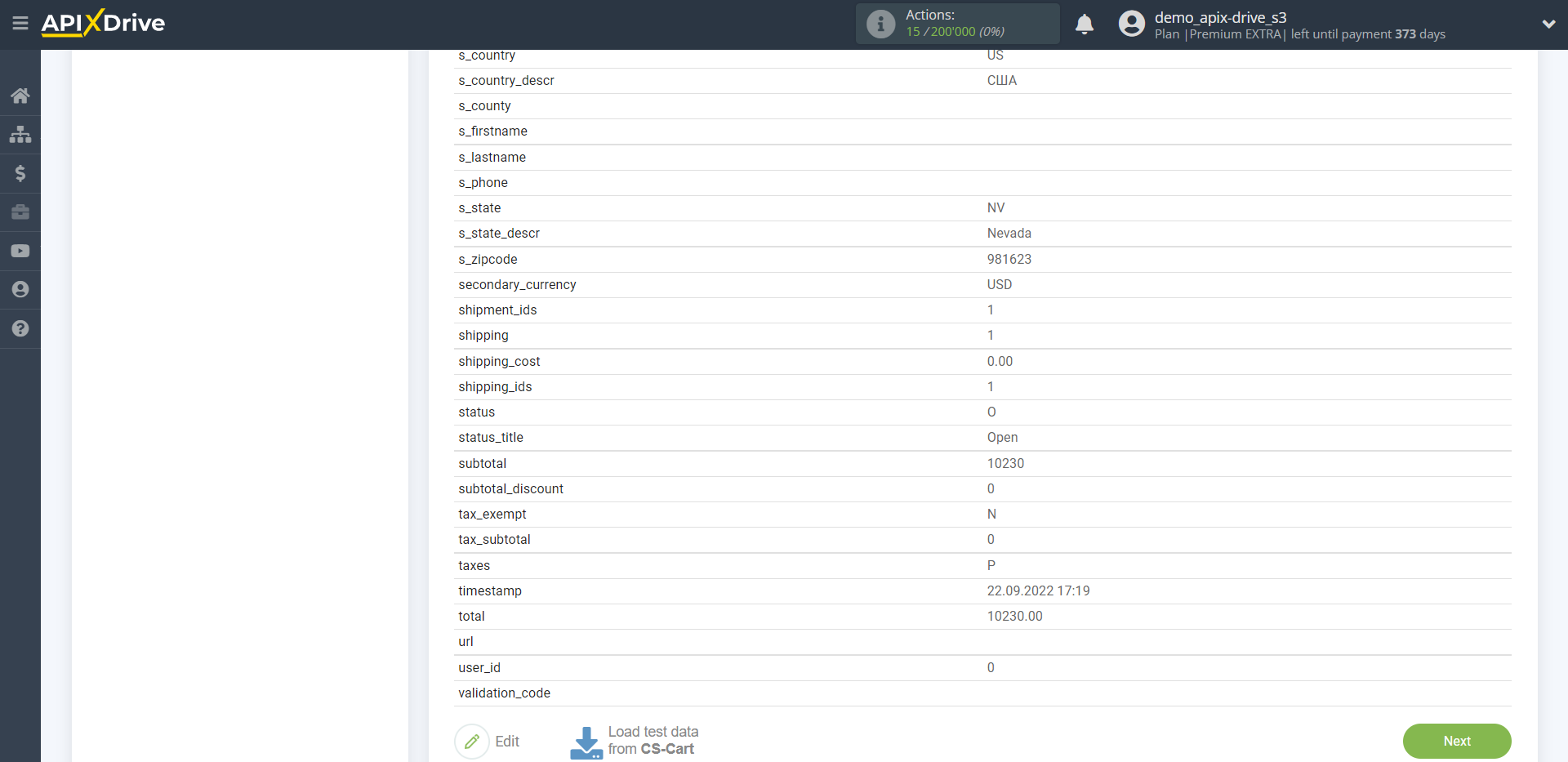 How to Connect CS-Cart as Data Source | Test data