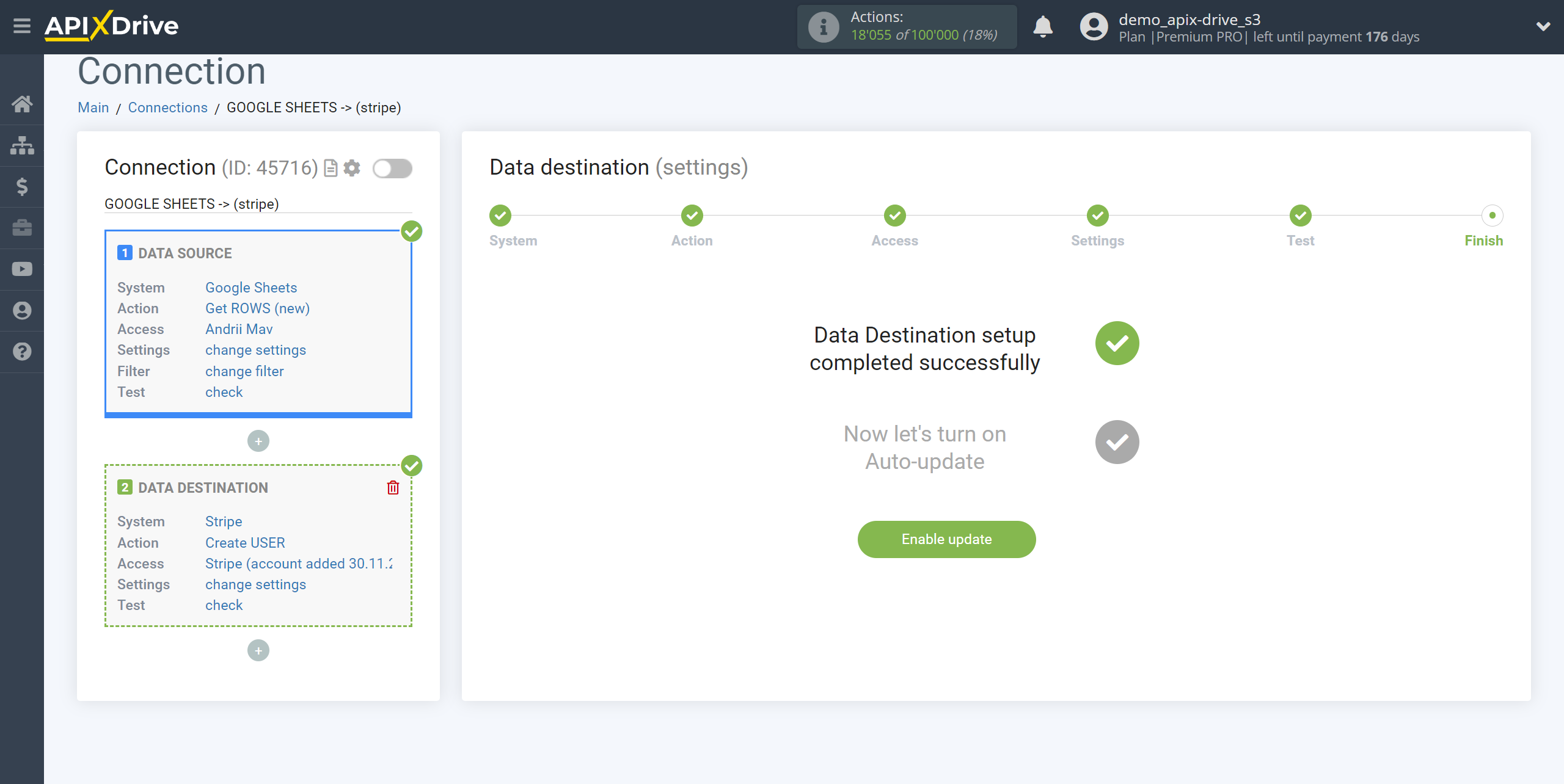 How to Connect Stripe as Data Destination | Enable auto-update