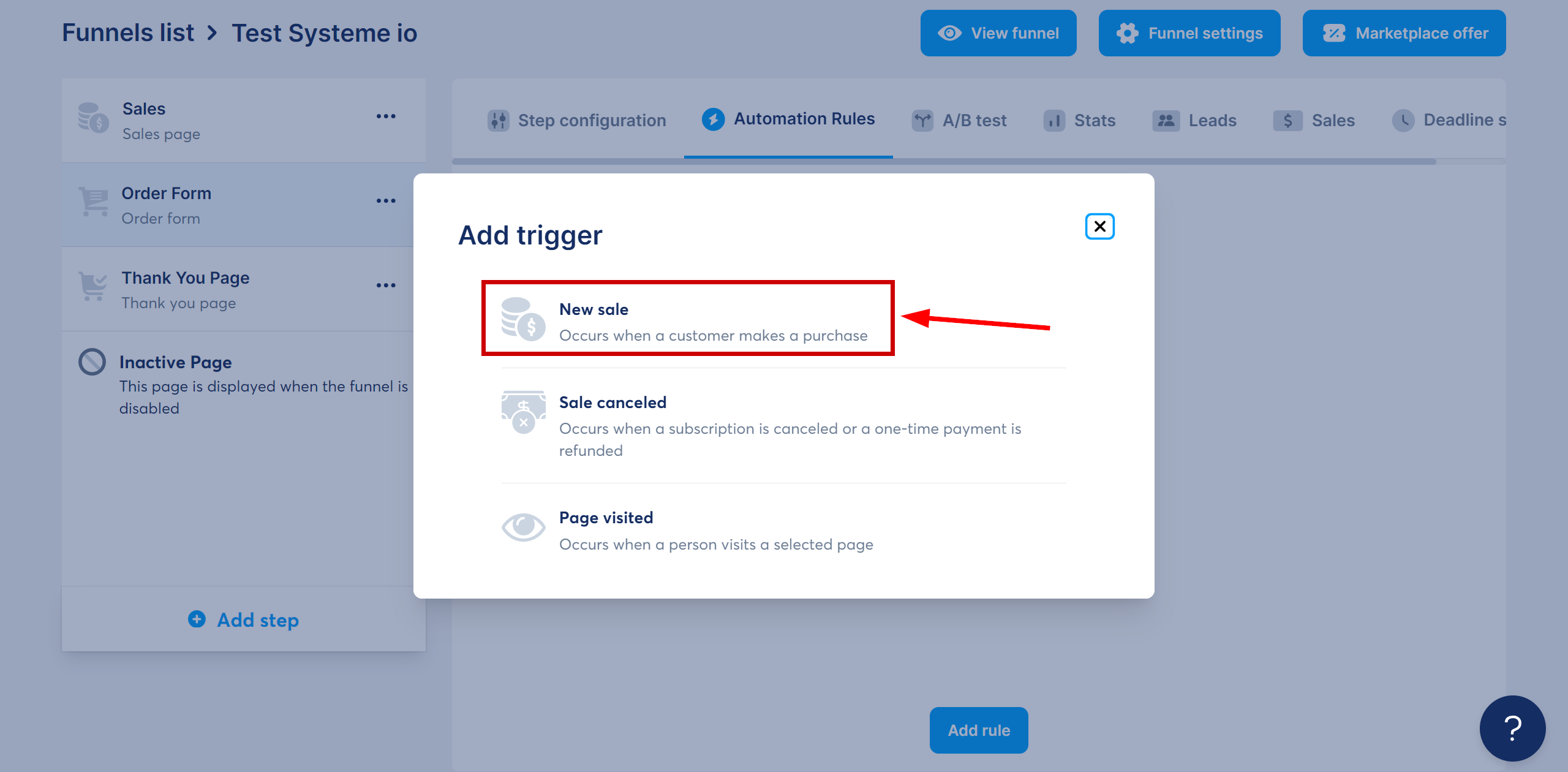 How to Connect Systeme.io as Data Source | Trigger selection