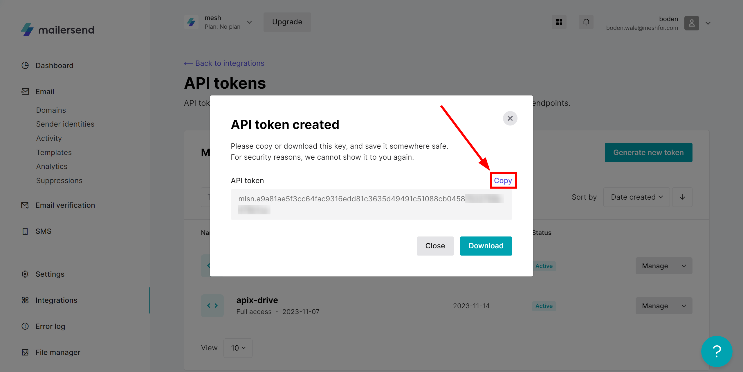 How to Connect MailerSend as Data Source | Account connection