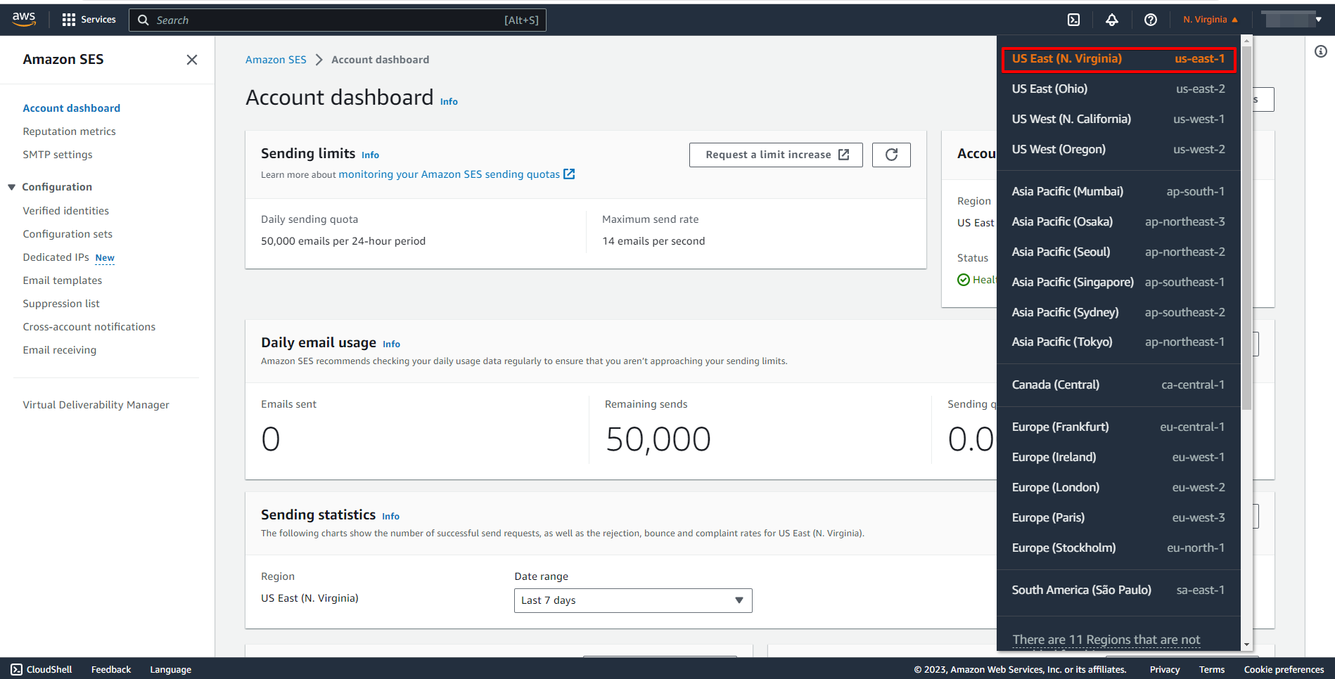 How to Connect Amazon SES as Data Source | Select Region