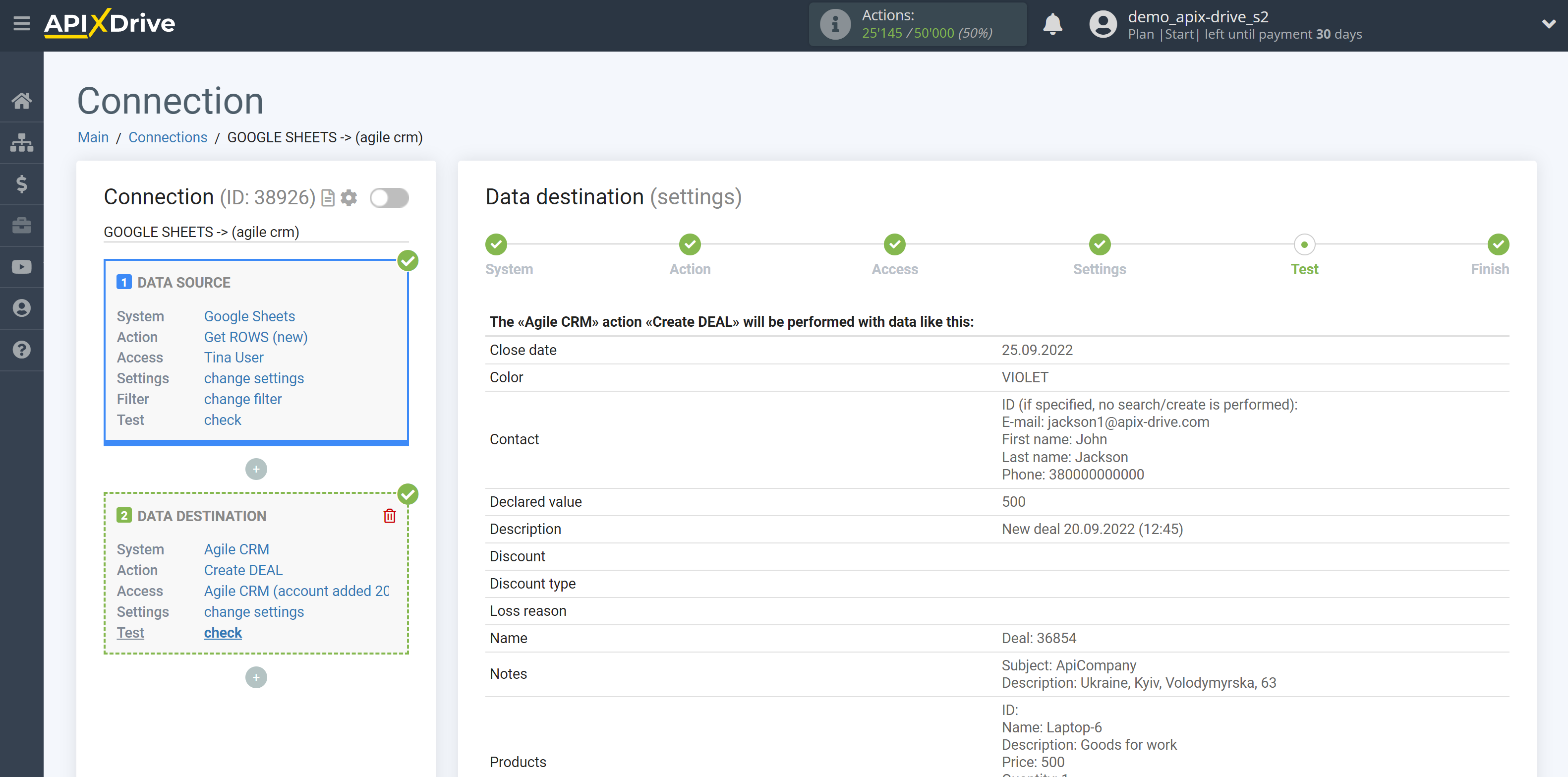 How to Connect AgileCRM as Data Destination | Data Test