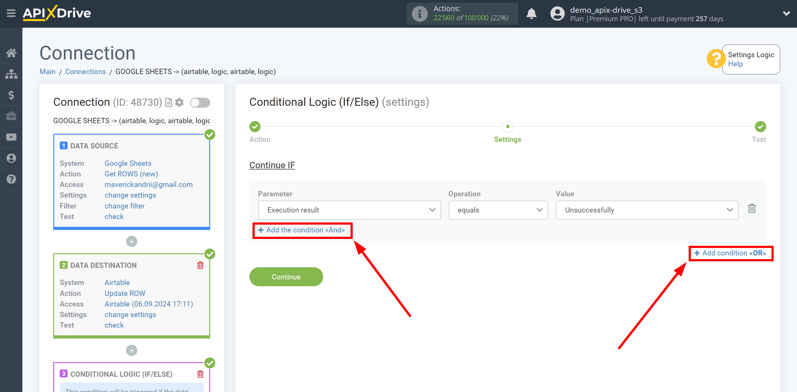 How to setup AirTable Update Row / Add Row | Additional conditions "AND", "OR"