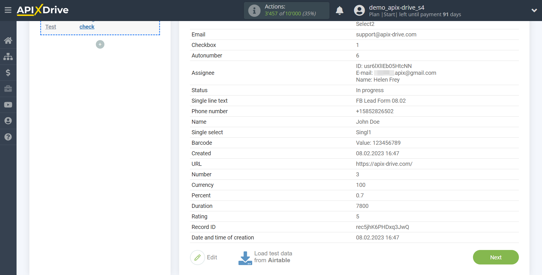 How to Connect AirTable as Data Source | Test data