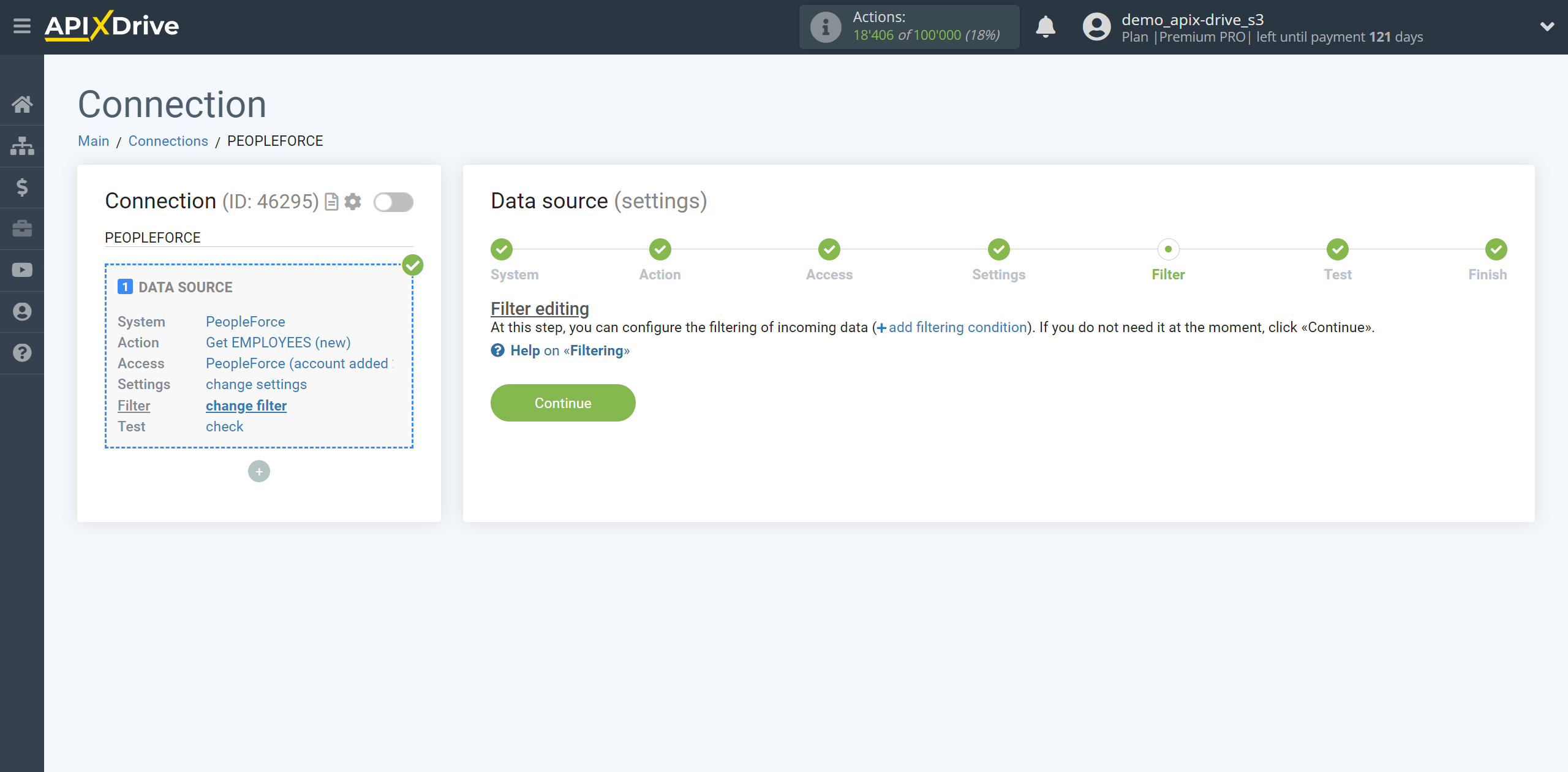 How to Connect PeopleForce as Data Source | Data filter