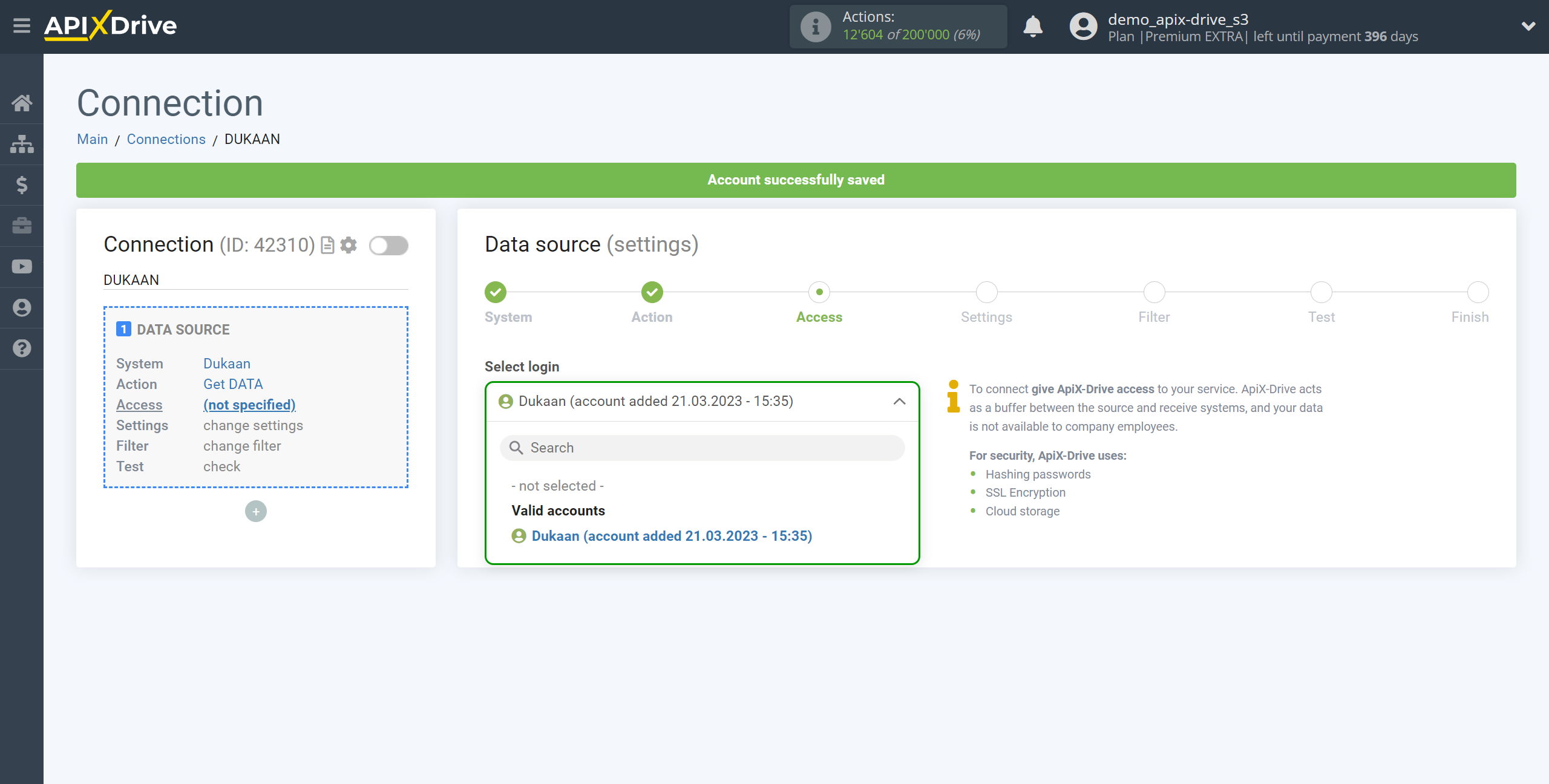 How to Connect Dukaan as Data Source | Account selection