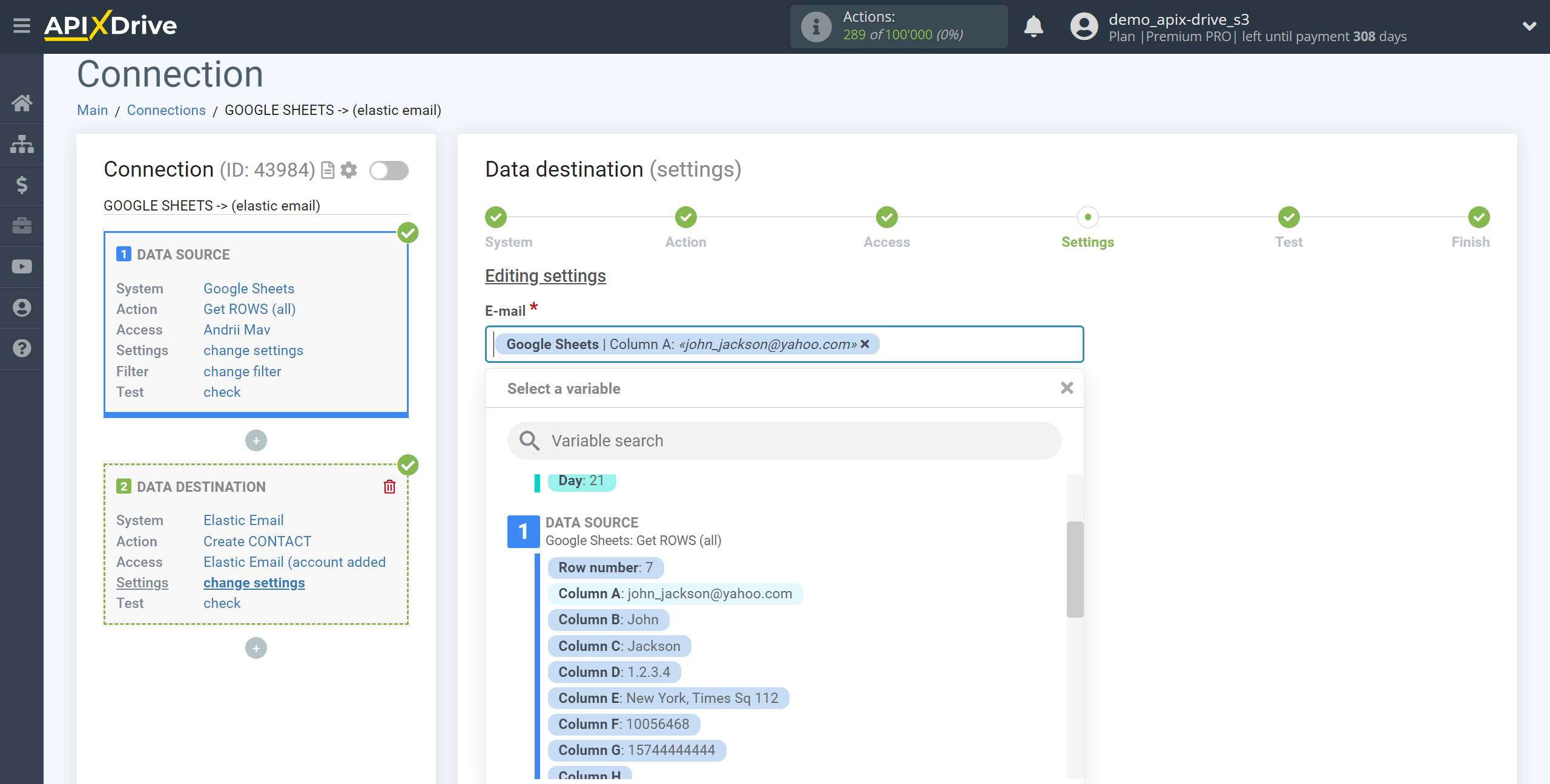 How to Connect Elastic Email as Data Destination | Assigning Fields