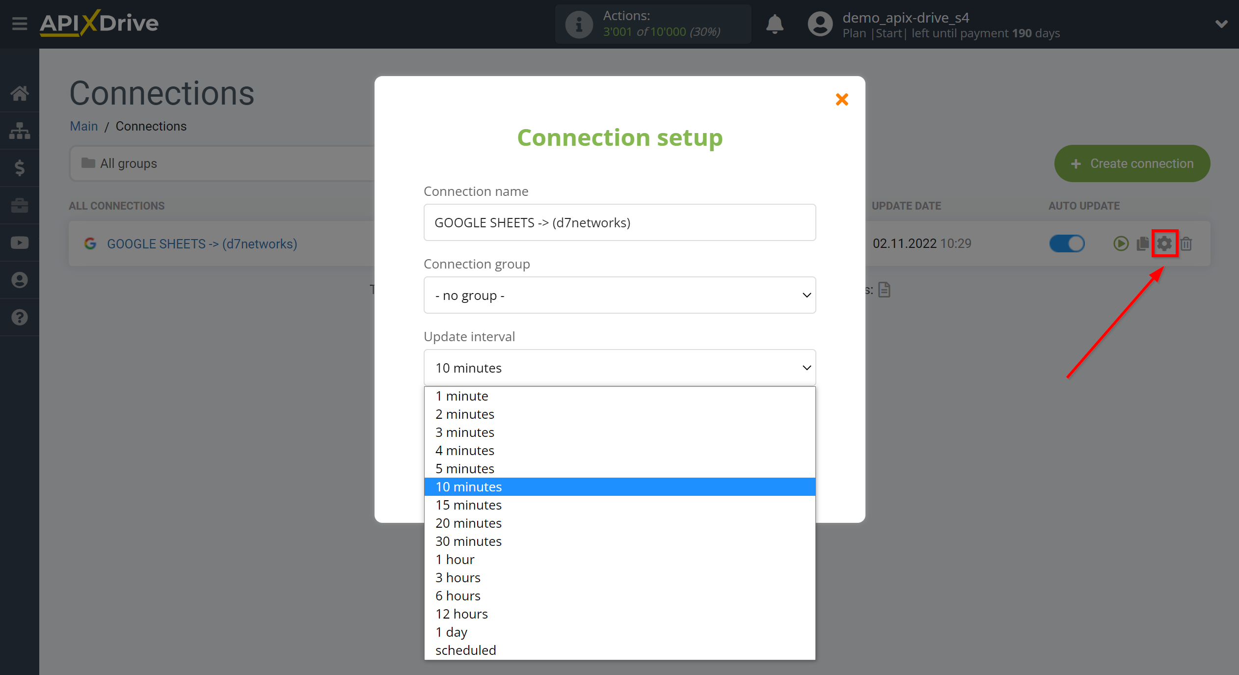 How to Connect D7 Networks as Data Destination | Update interval