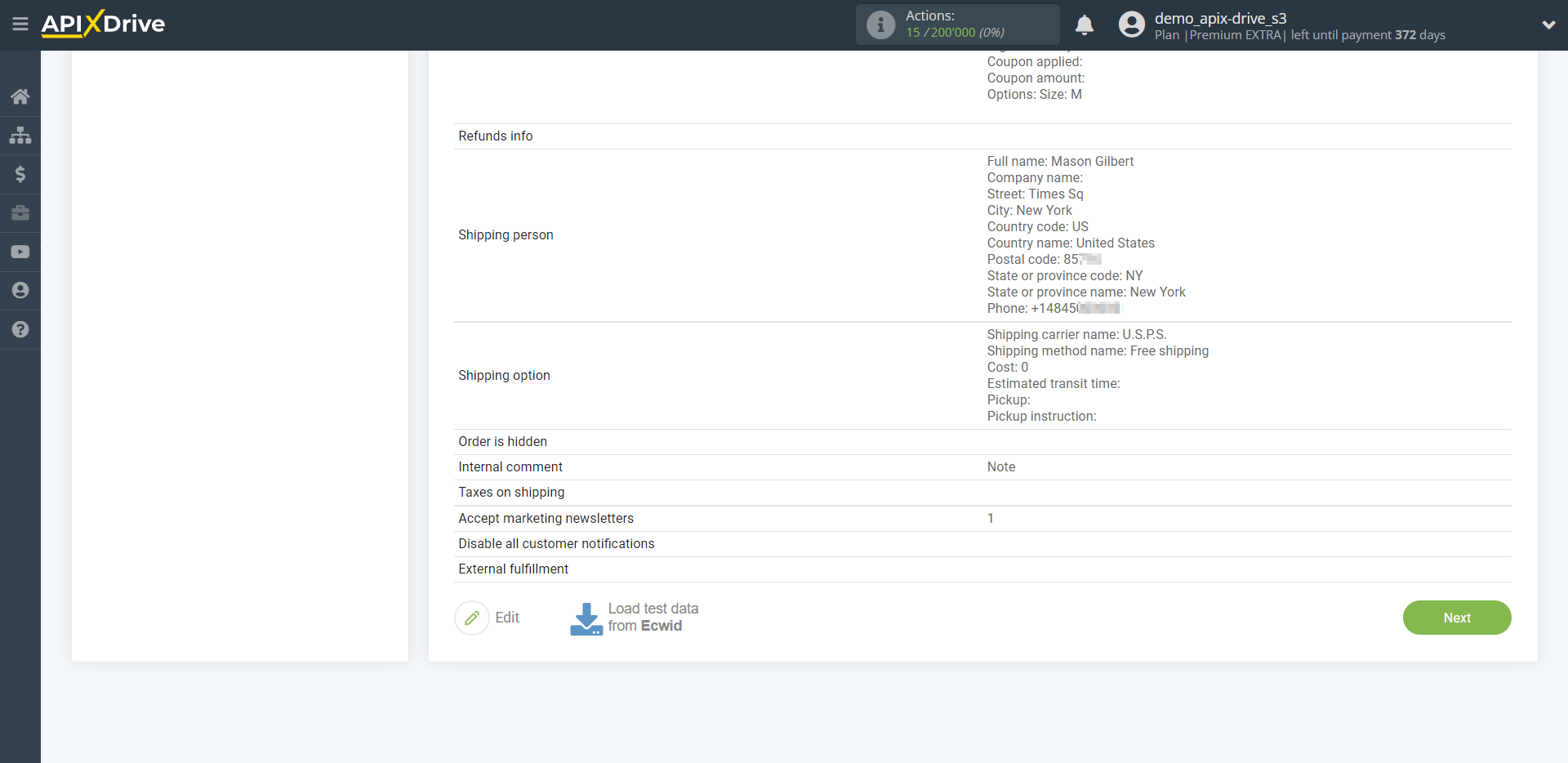 How to Connect Ecwid as Data Source | Test data