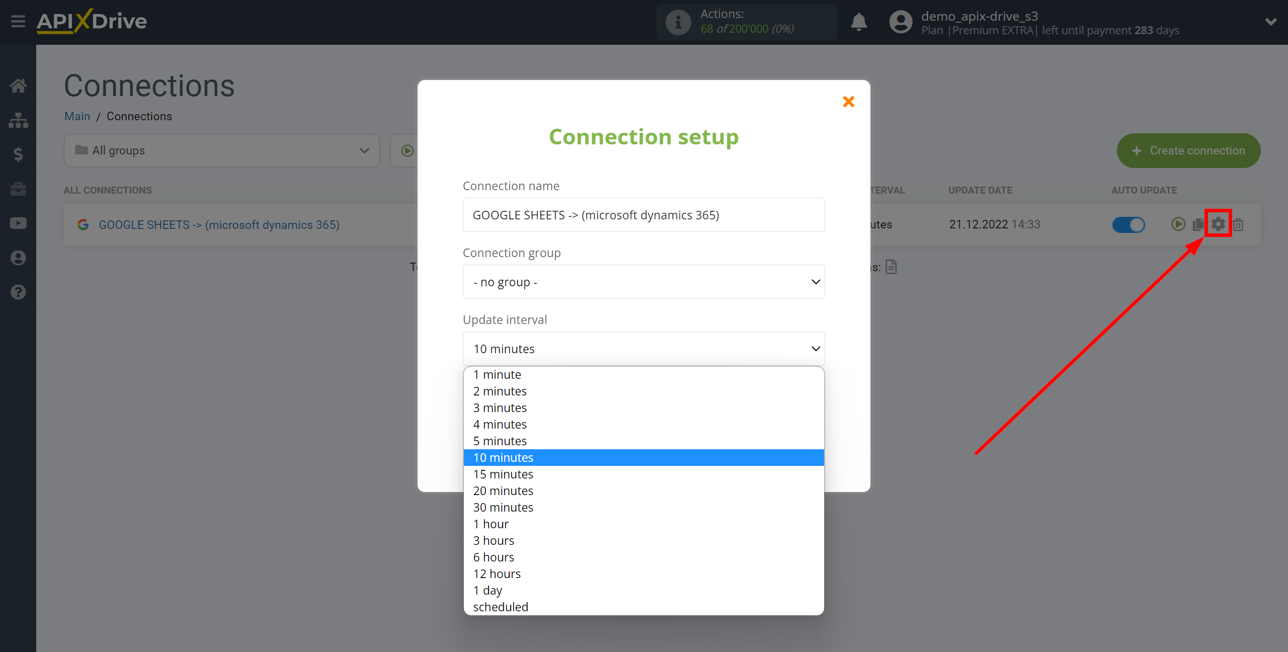 How to Connect Microsoft Dynamics 365 as Data Destination | Update interval