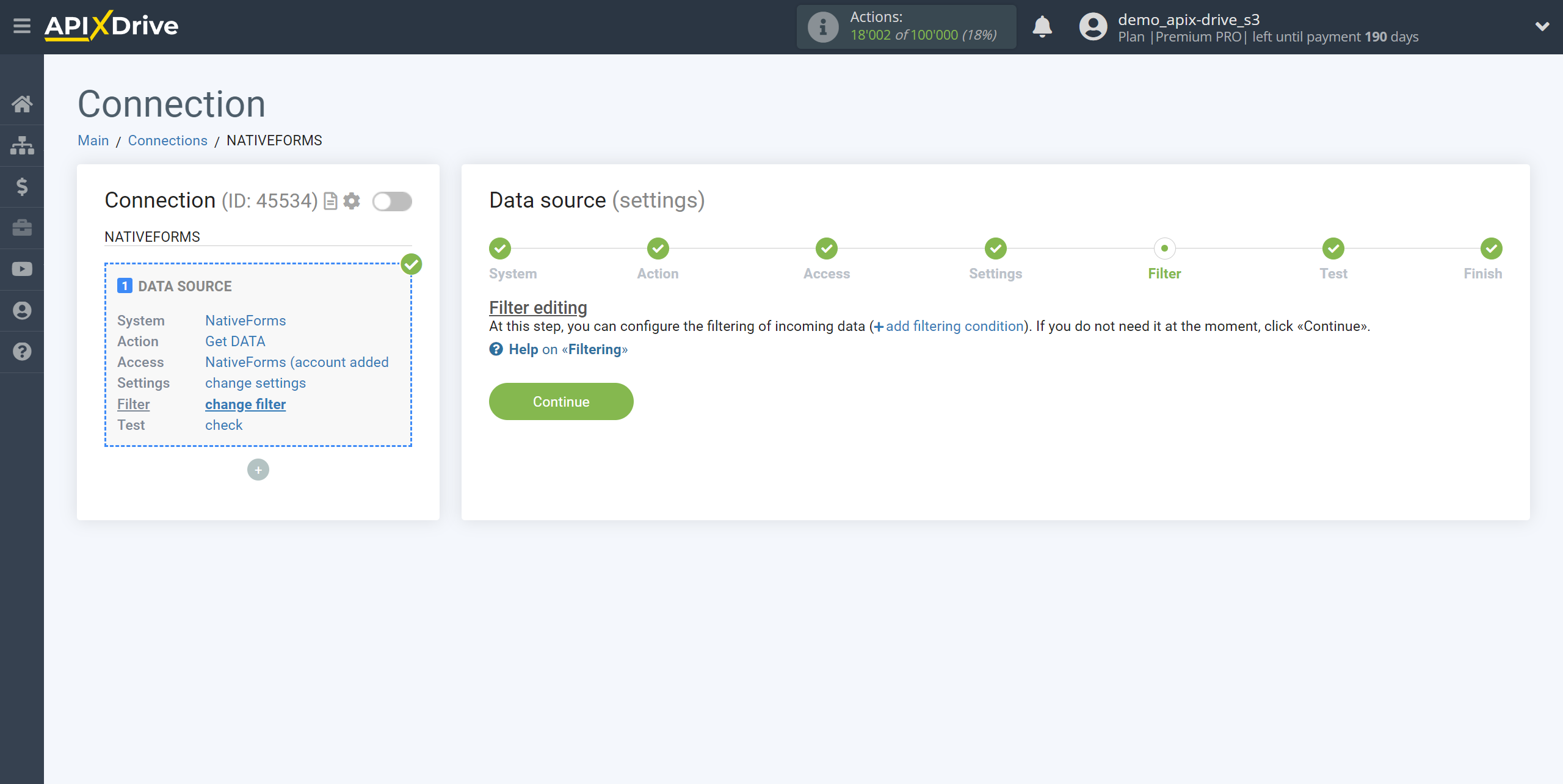 How to Connect NativeForms as Data Source | Data Filter