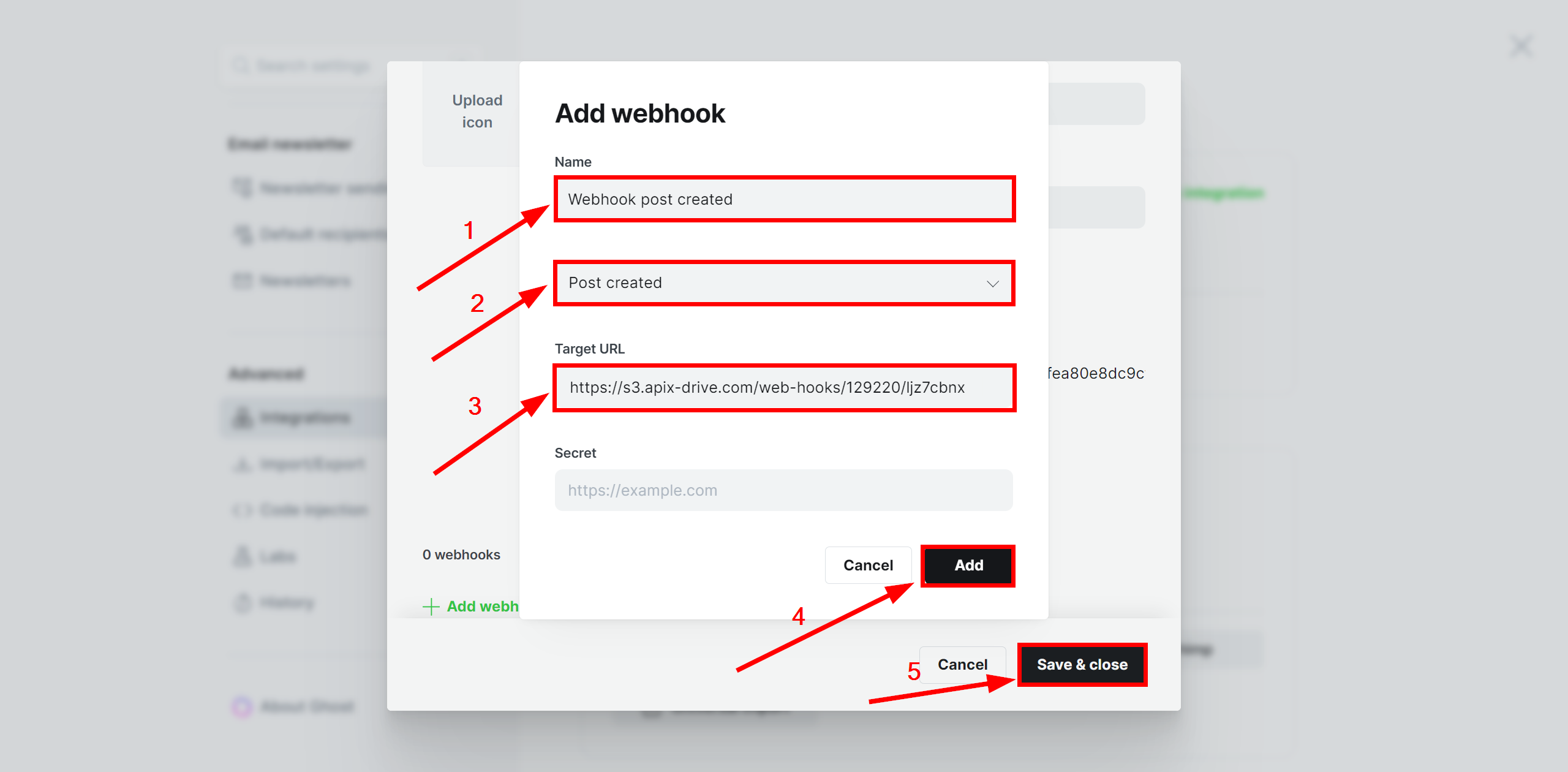 How to Connect Ghost as Data Source | Webhooks setup