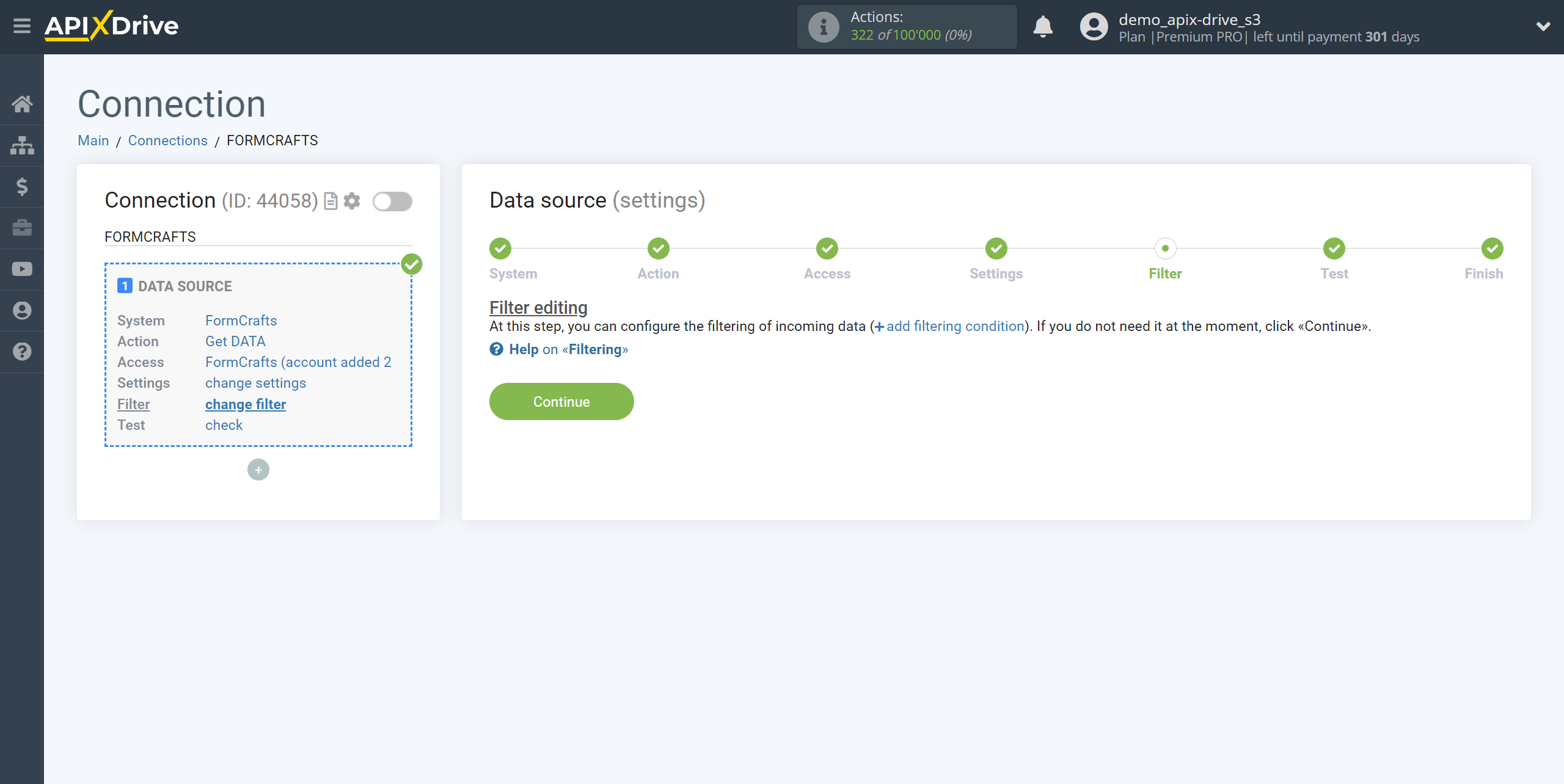 How to Connect FormCrafts as Data Source | Data Filter